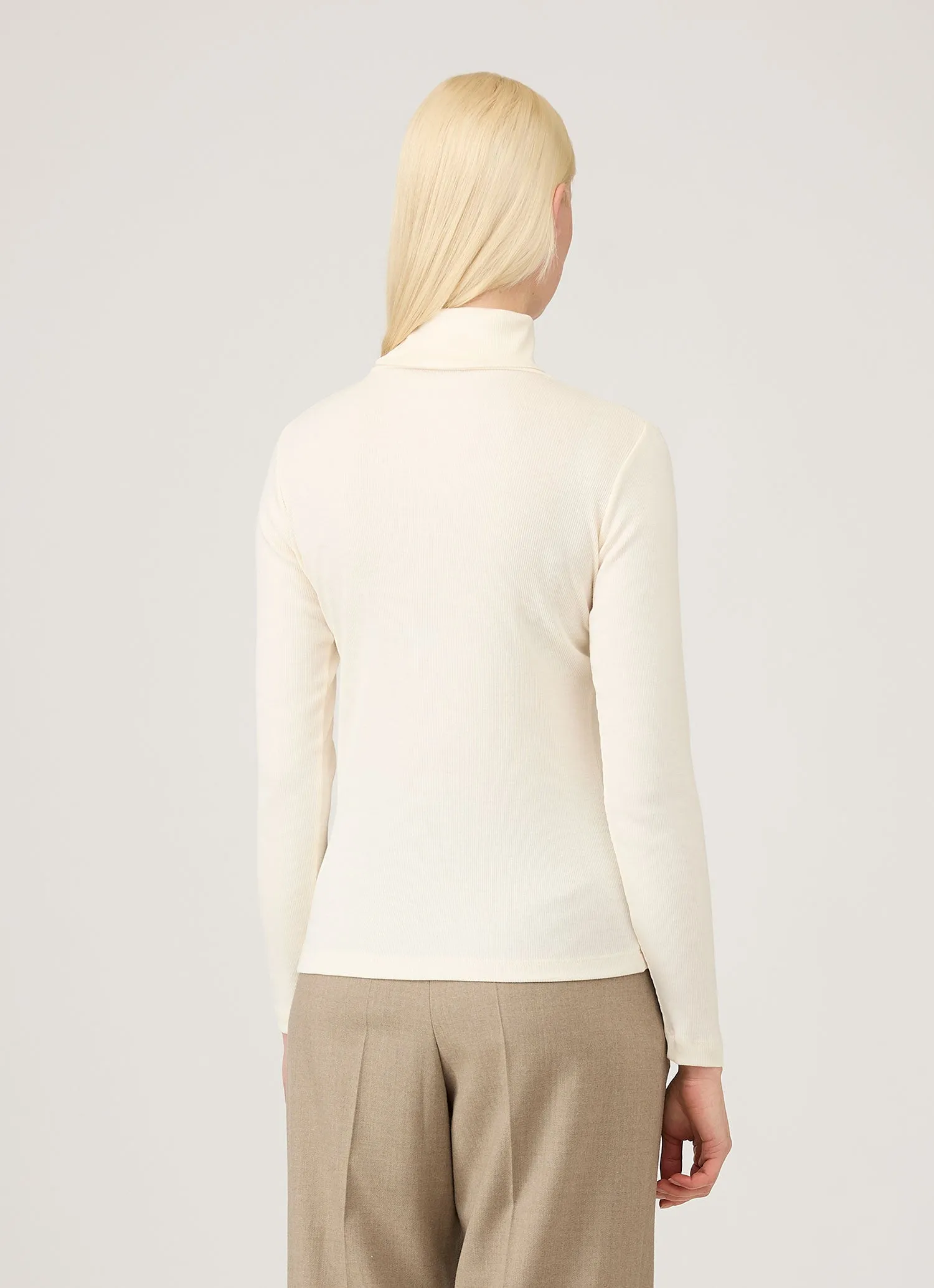 Women's Ribbbed Roll Neck in Ecru sold by Sunspel product image thumbnail 3