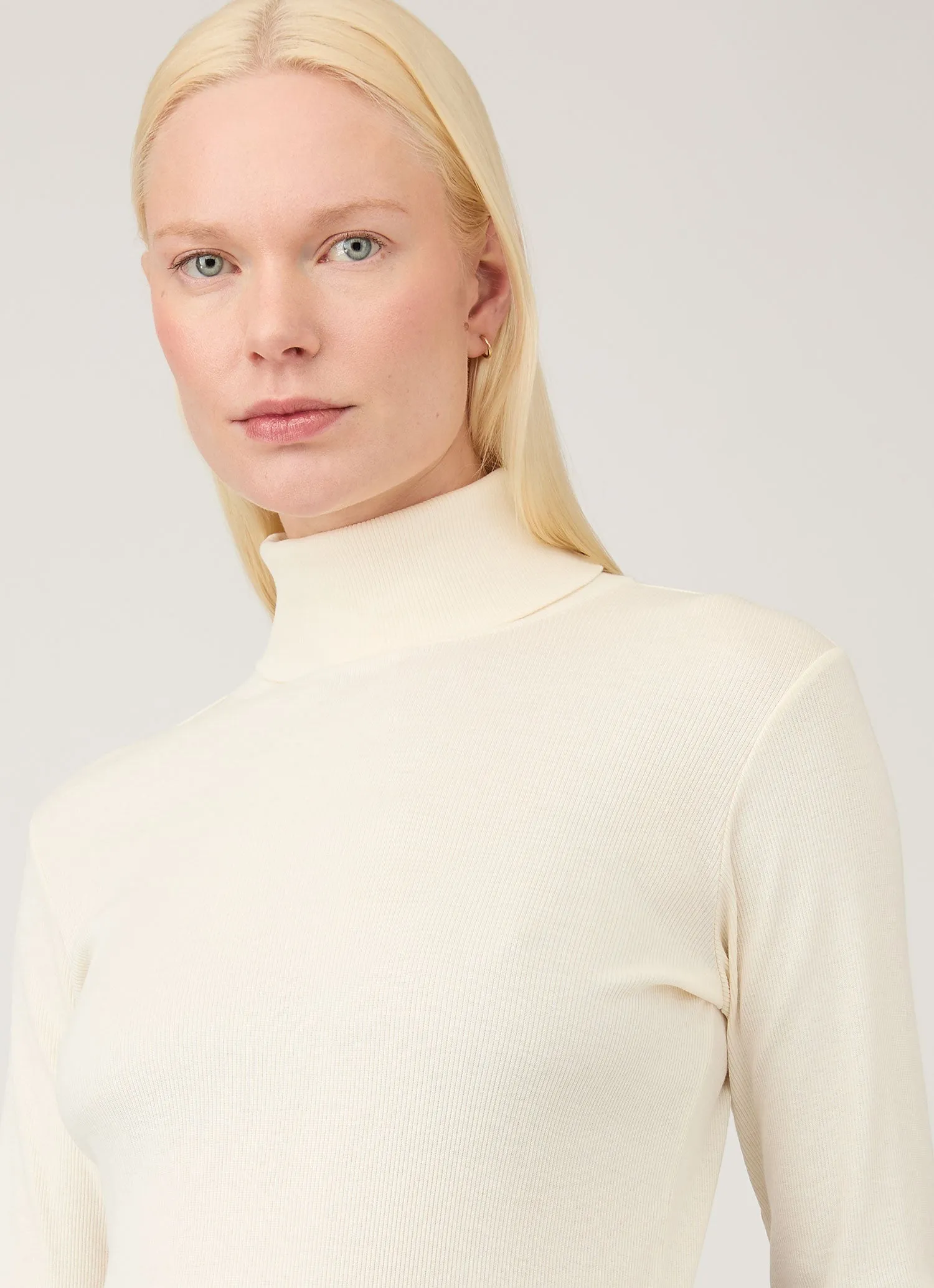 Women's Ribbbed Roll Neck in Ecru sold by Sunspel product image thumbnail 4
