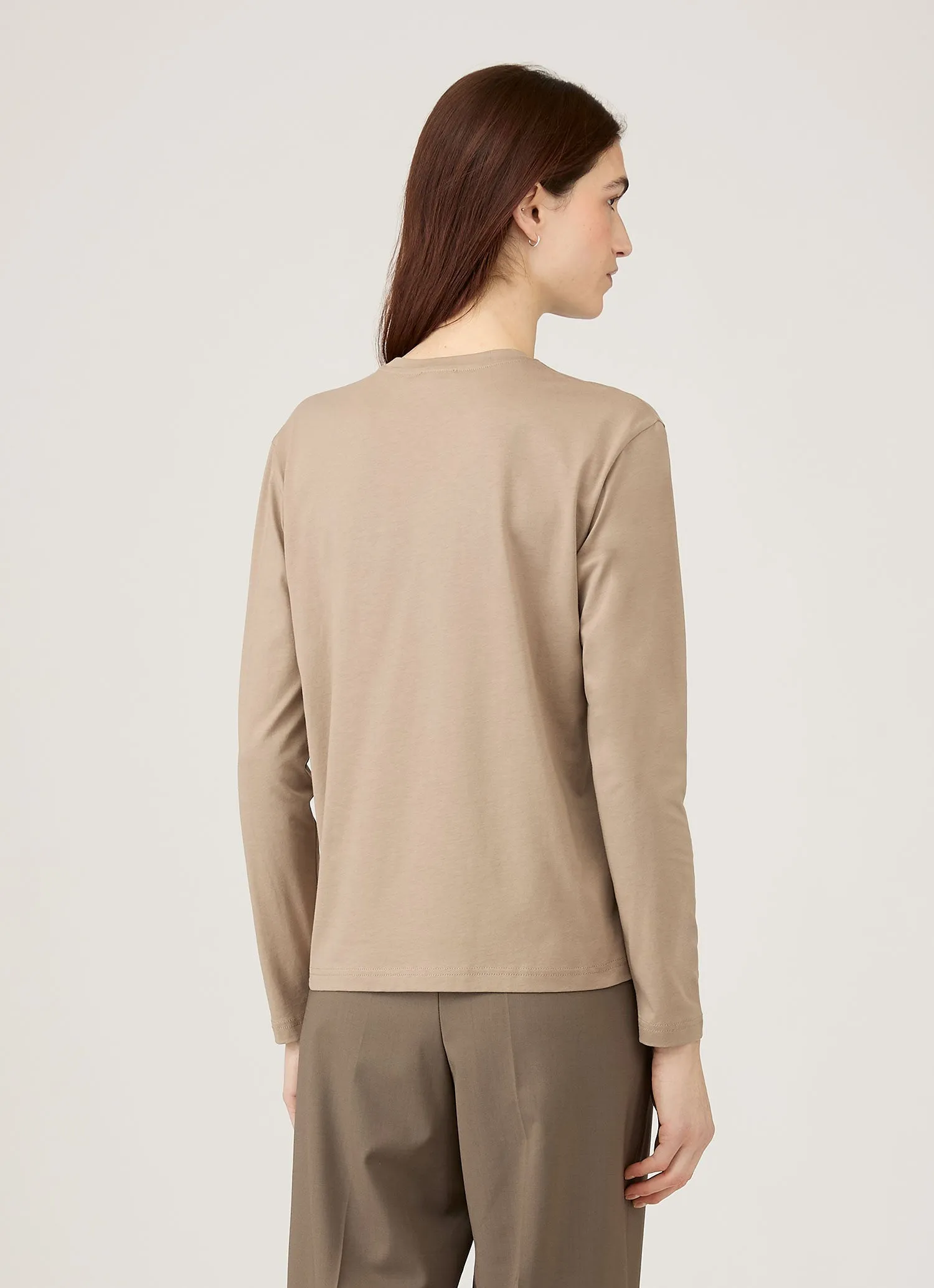 Women's Long Sleeve Boy Fit T-shirt in Mink sold by Sunspel product image thumbnail 3