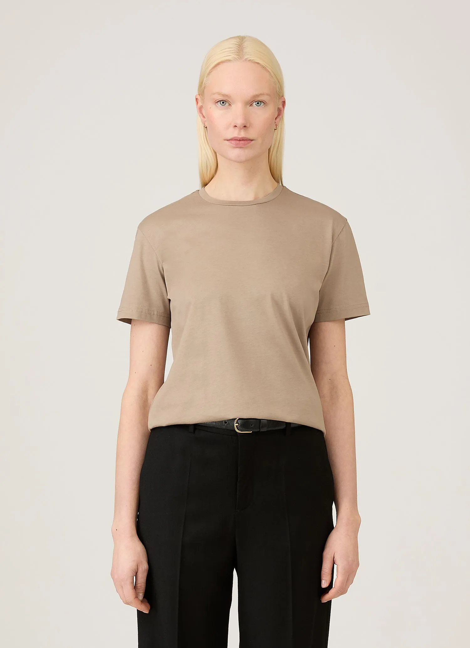 Women's Boy Fit T-shirt in Mink sold by Sunspel