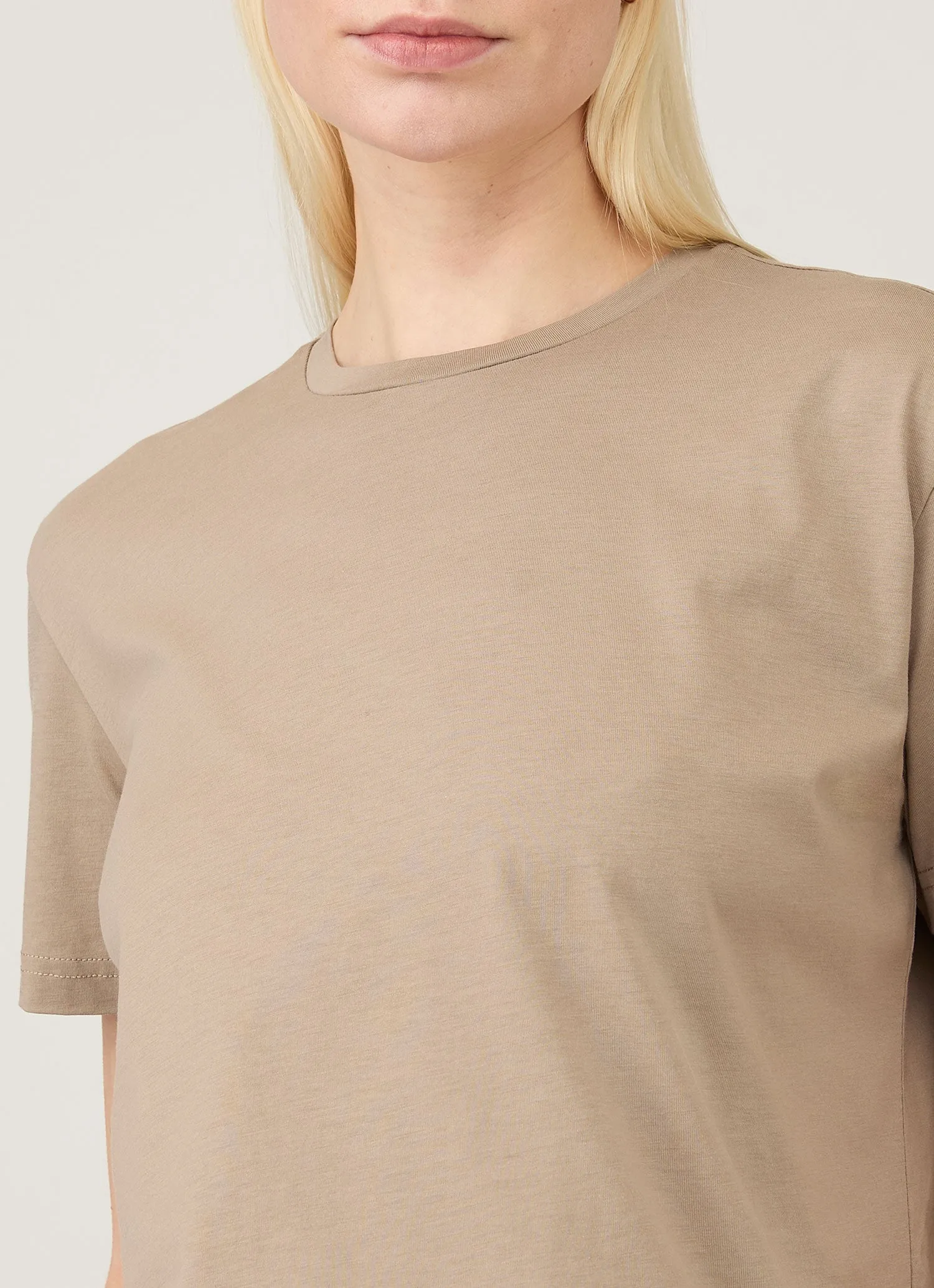 Women's Boy Fit T-shirt in Mink sold by Sunspel product image thumbnail 4