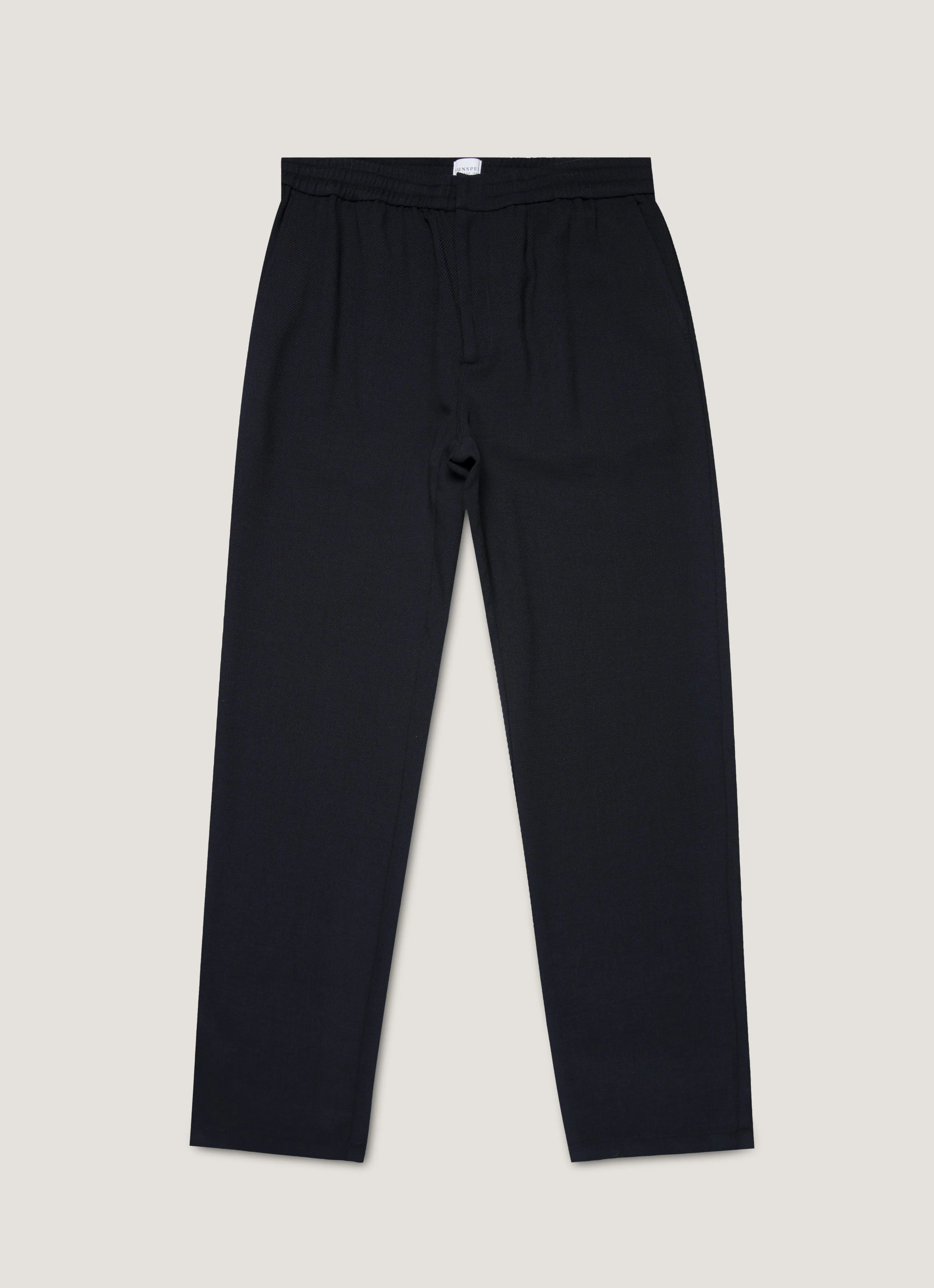 Men's Textured Wool Drawstring Trouser in Navy sold by Sunspel