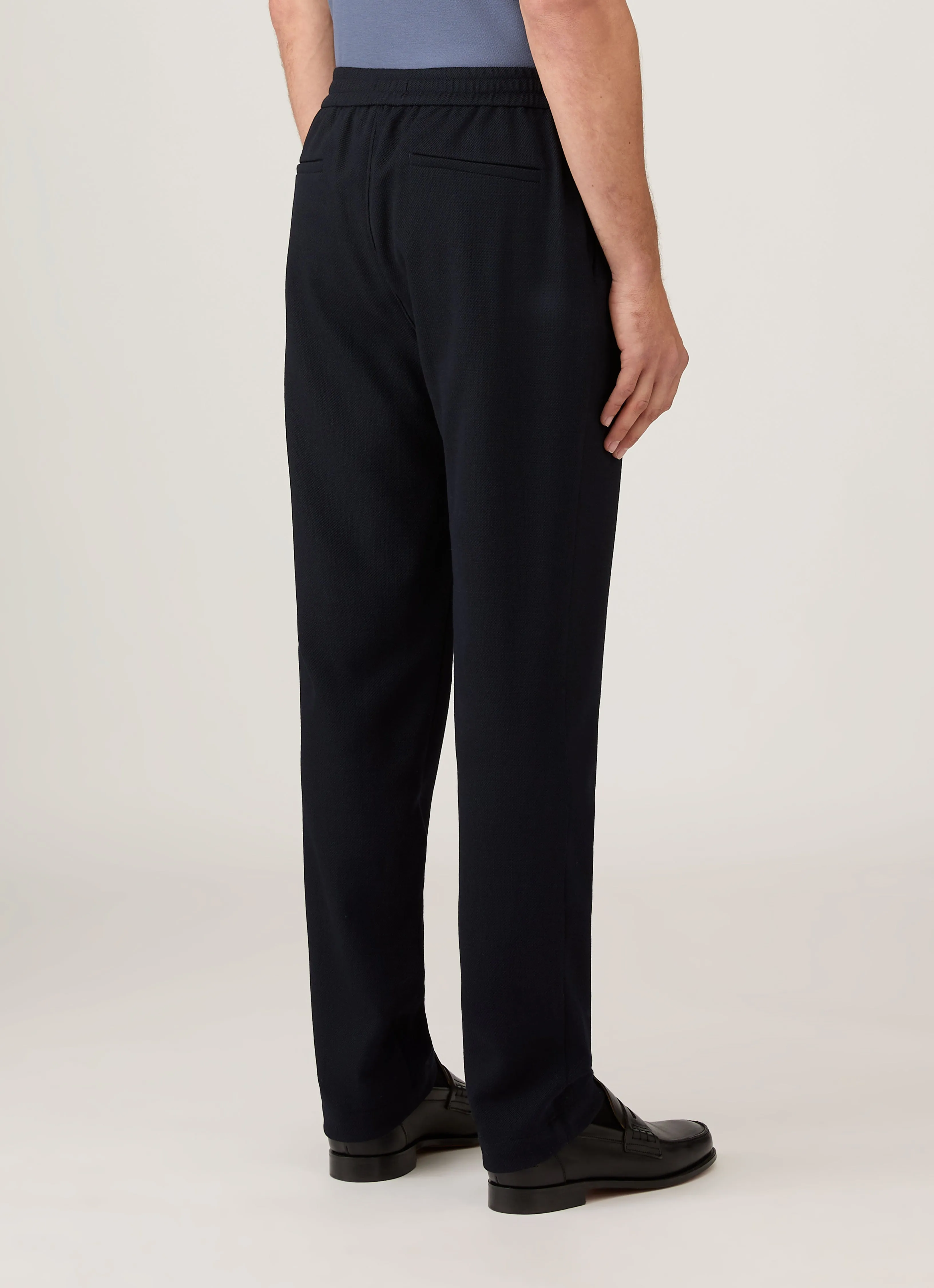 Men's Textured Wool Drawstring Trouser in Navy sold by Sunspel product image thumbnail 5
