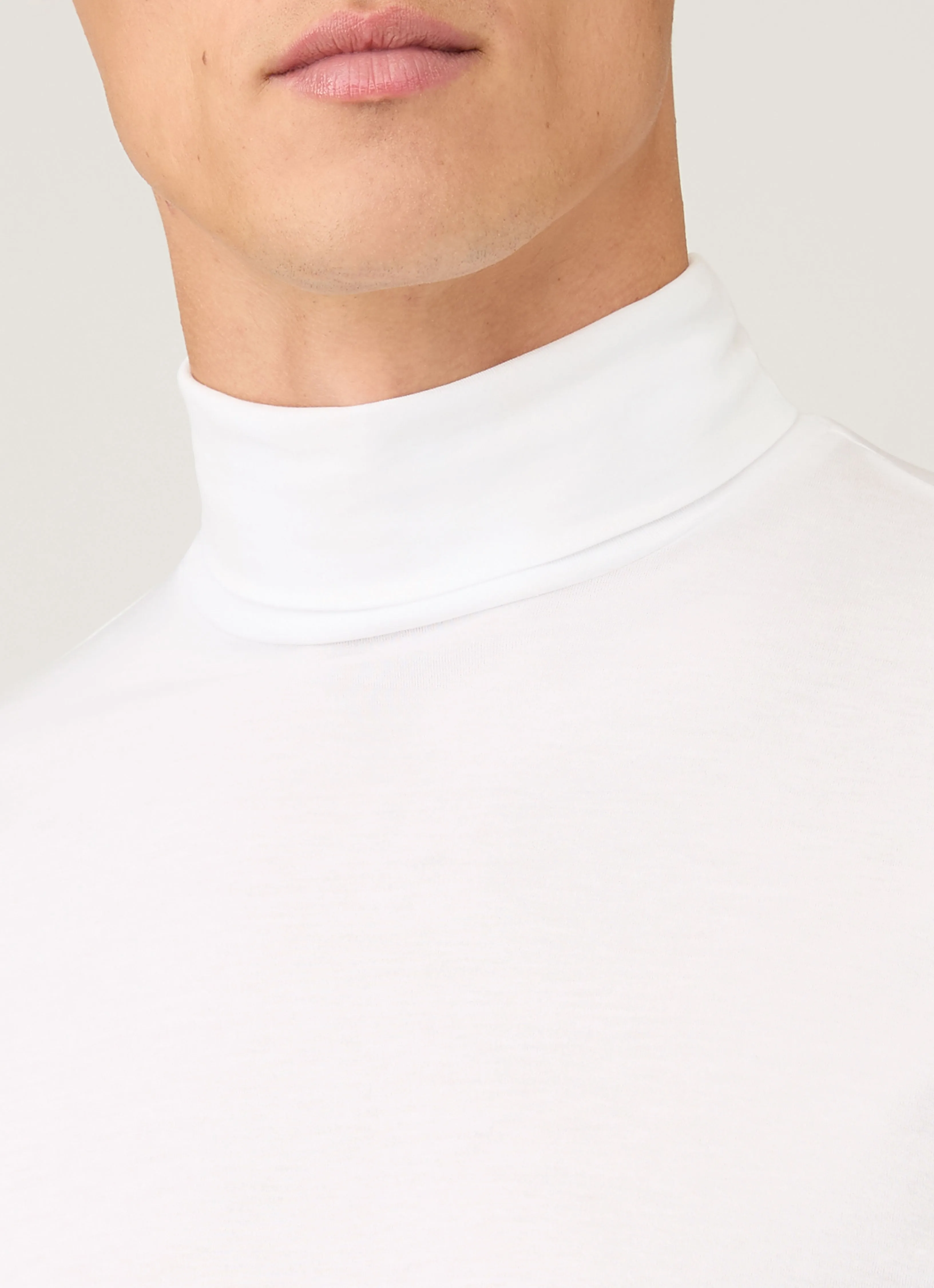 Men's Roll Neck Heavyweight T-shirt in White sold by Sunspel product image thumbnail 5