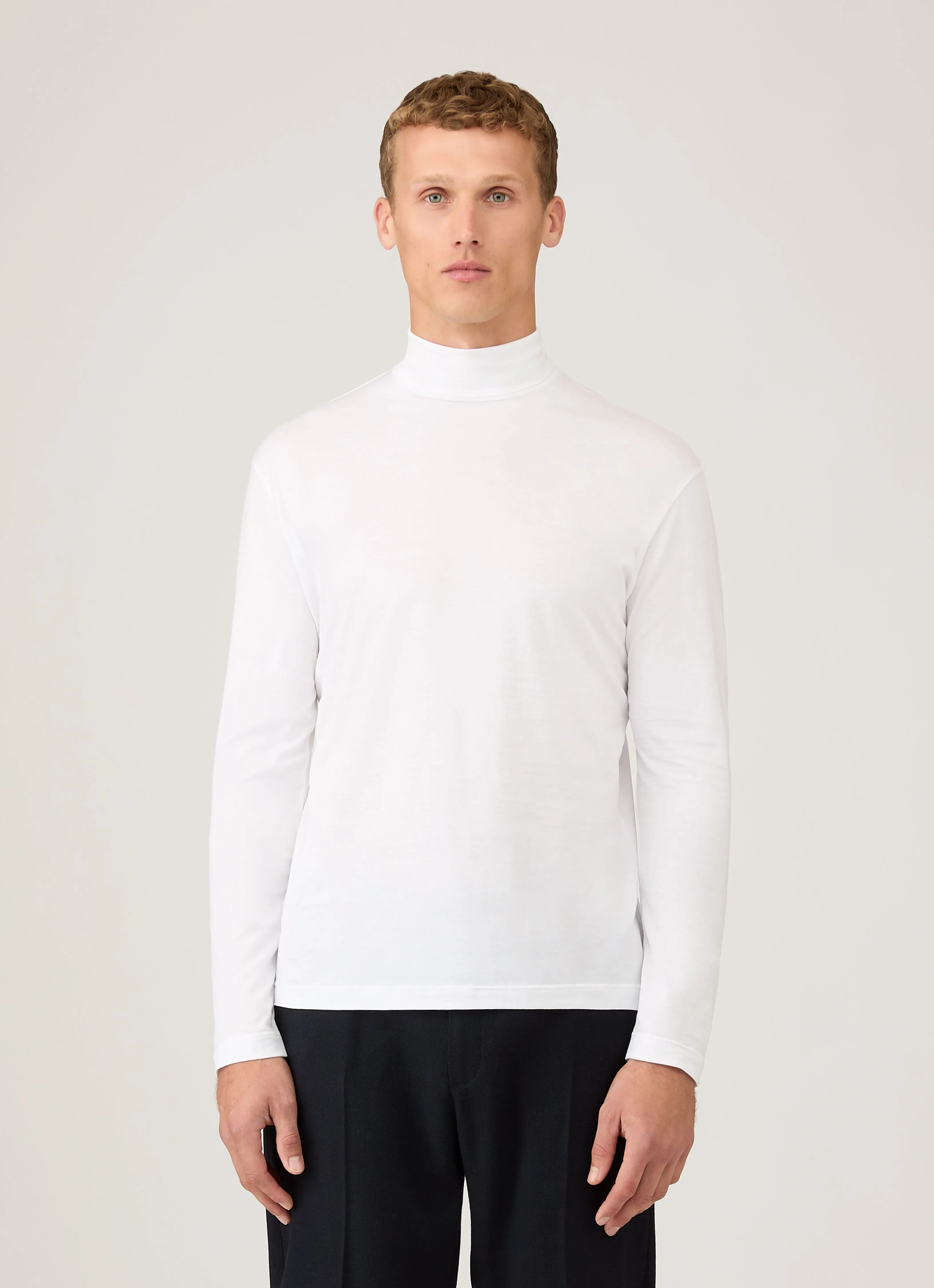 Men's Roll Neck Heavyweight T-shirt in White sold by Sunspel product image thumbnail 2