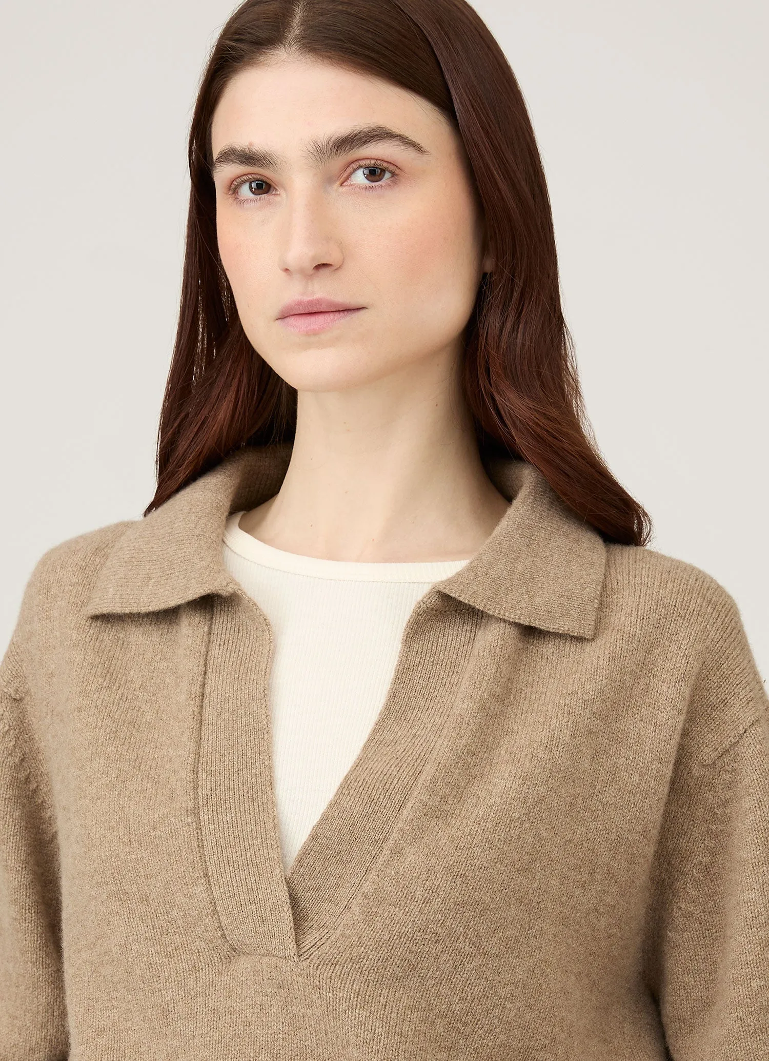 Women's Lambswool Polo Neck Jumper in Mink sold by Sunspel product image thumbnail 4