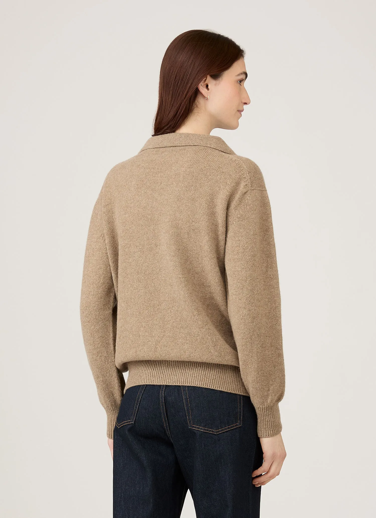 Women's Lambswool Polo Neck Jumper in Mink sold by Sunspel product image thumbnail 3