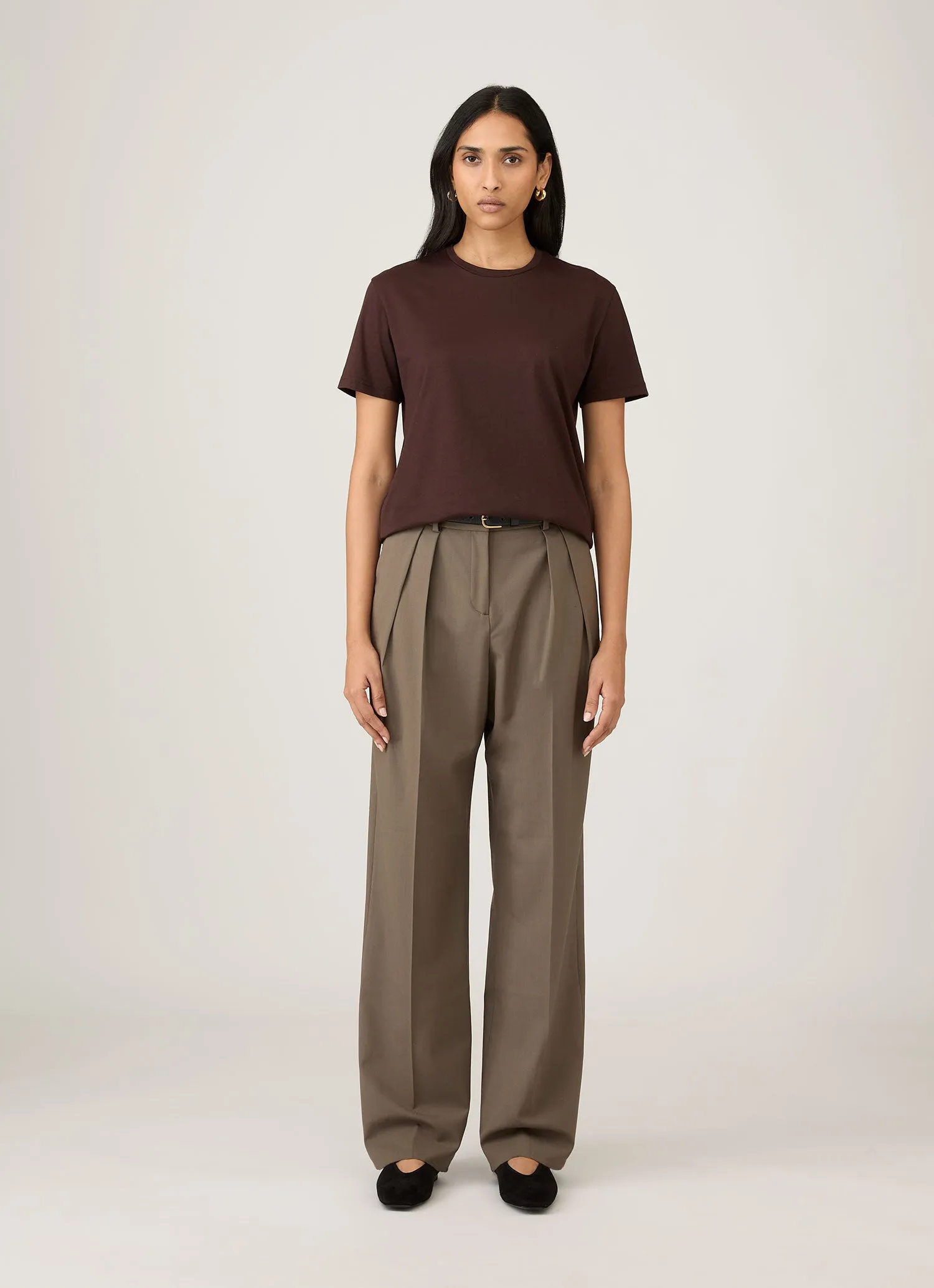 Women's Boy Fit T-shirt in Truffle sold by Sunspel product image thumbnail 2