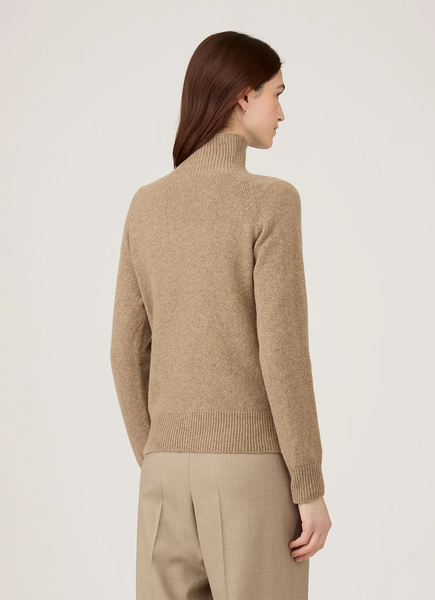 Women's Lambswool Funnel Neck Jumper in Mink sold by Sunspel product image thumbnail 3