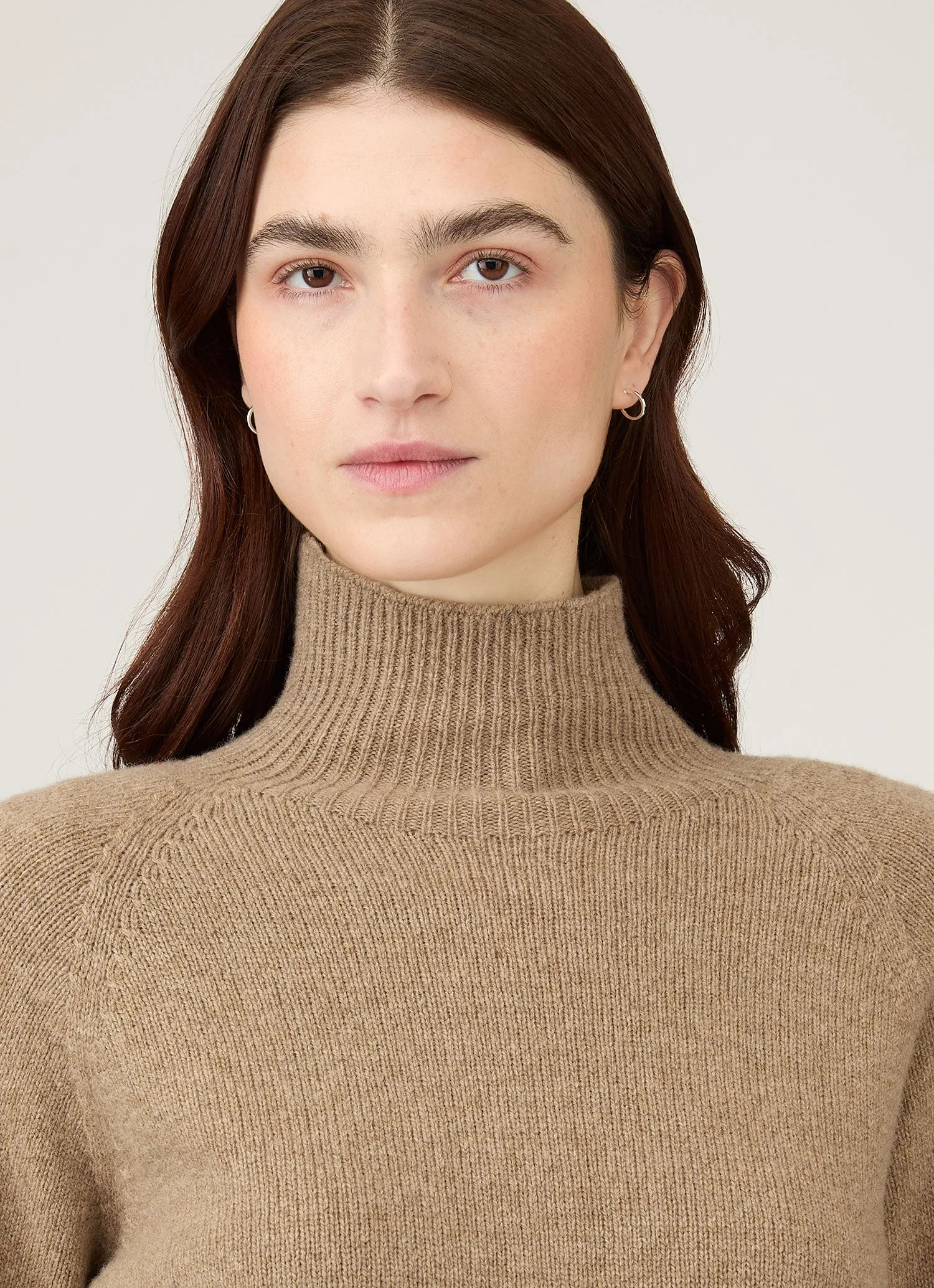 Women's Lambswool Funnel Neck Jumper in Mink sold by Sunspel product image thumbnail 4