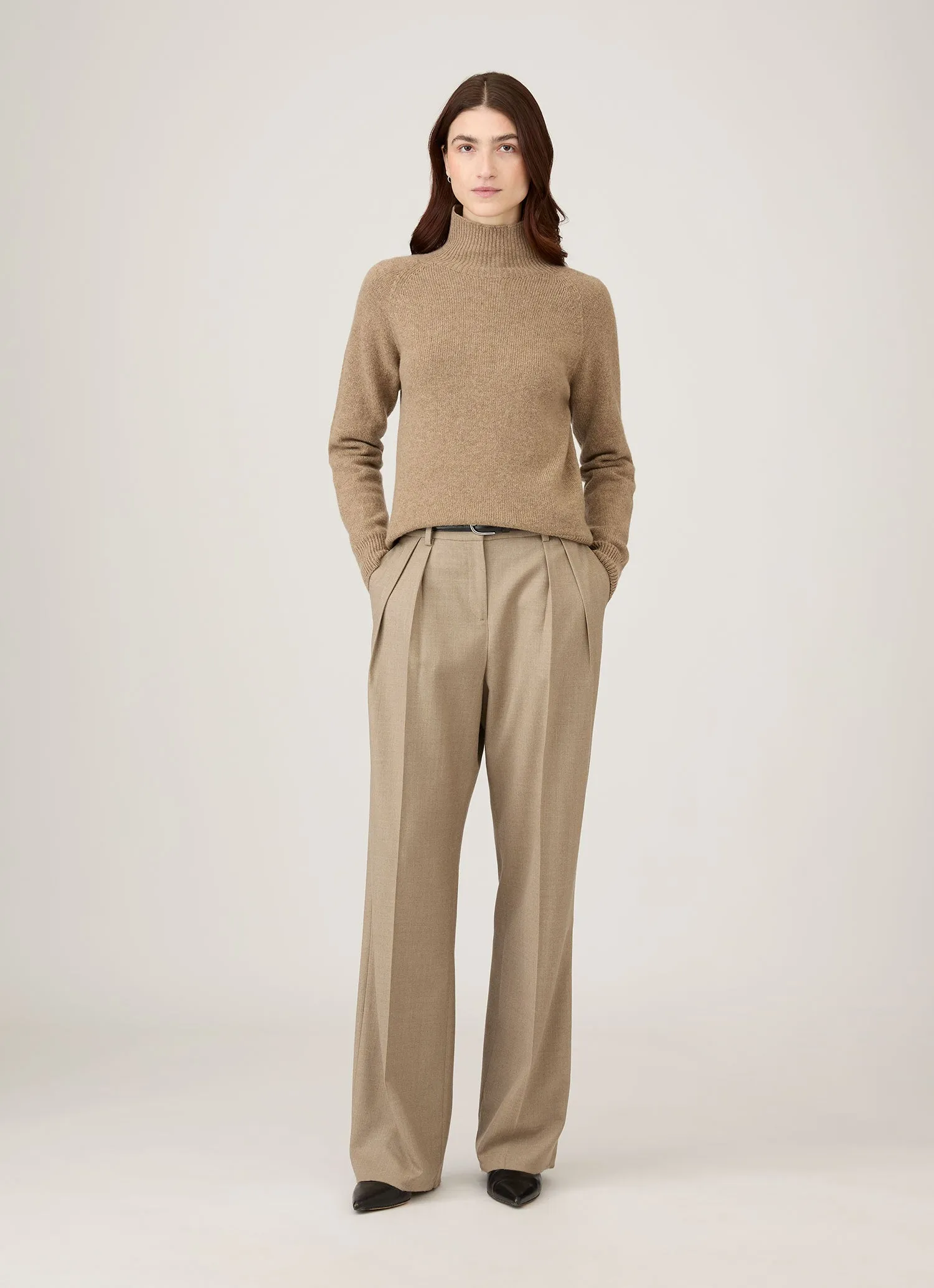 Women's Lambswool Funnel Neck Jumper in Mink sold by Sunspel product image thumbnail 2