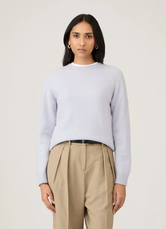 Women's Lambswool Crew Neck Jumper in Ice Blue sold by Sunspel