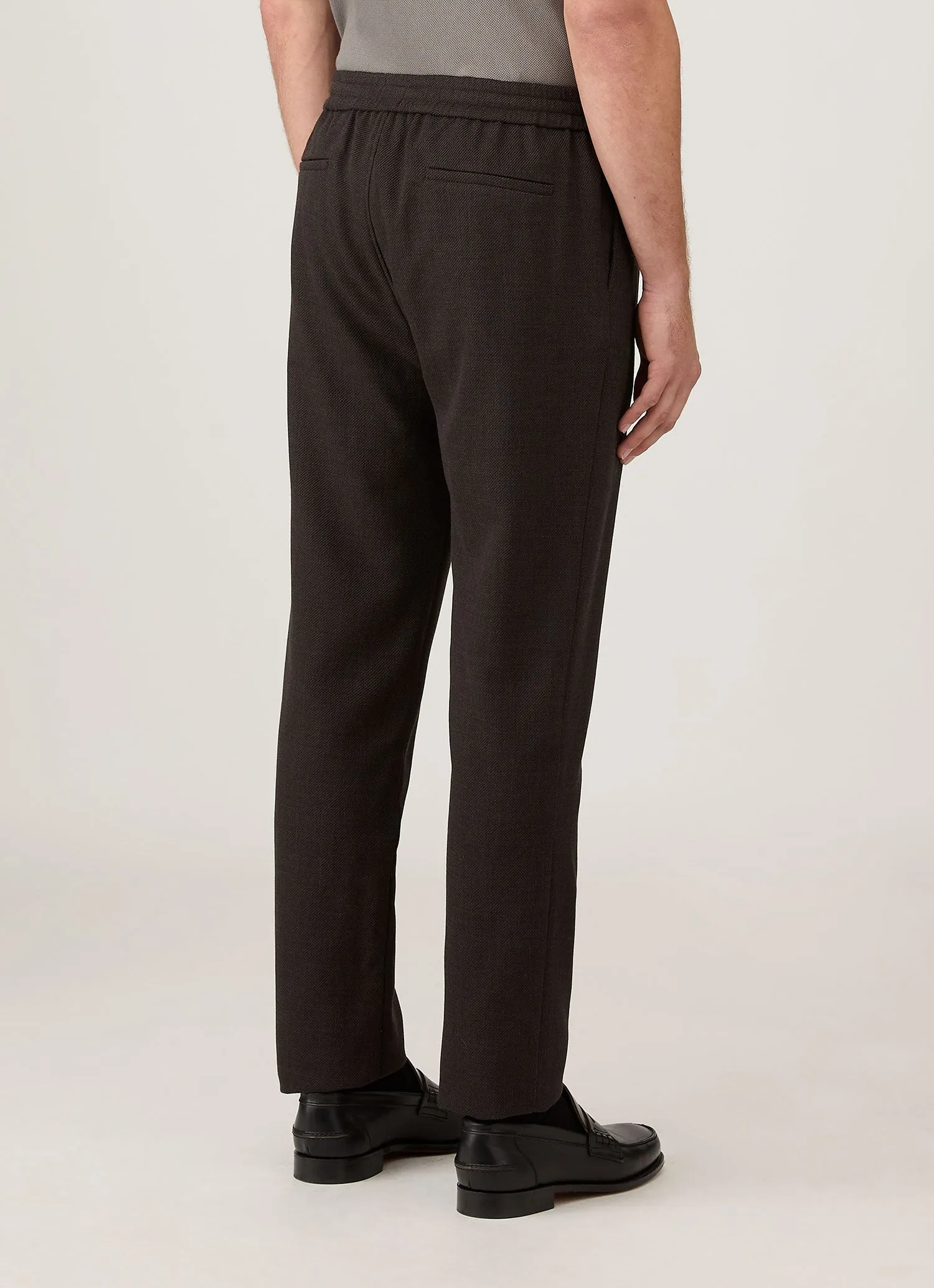 Men's Textured Wool Drawstring Trouser in Truffle sold by Sunspel product image thumbnail 5