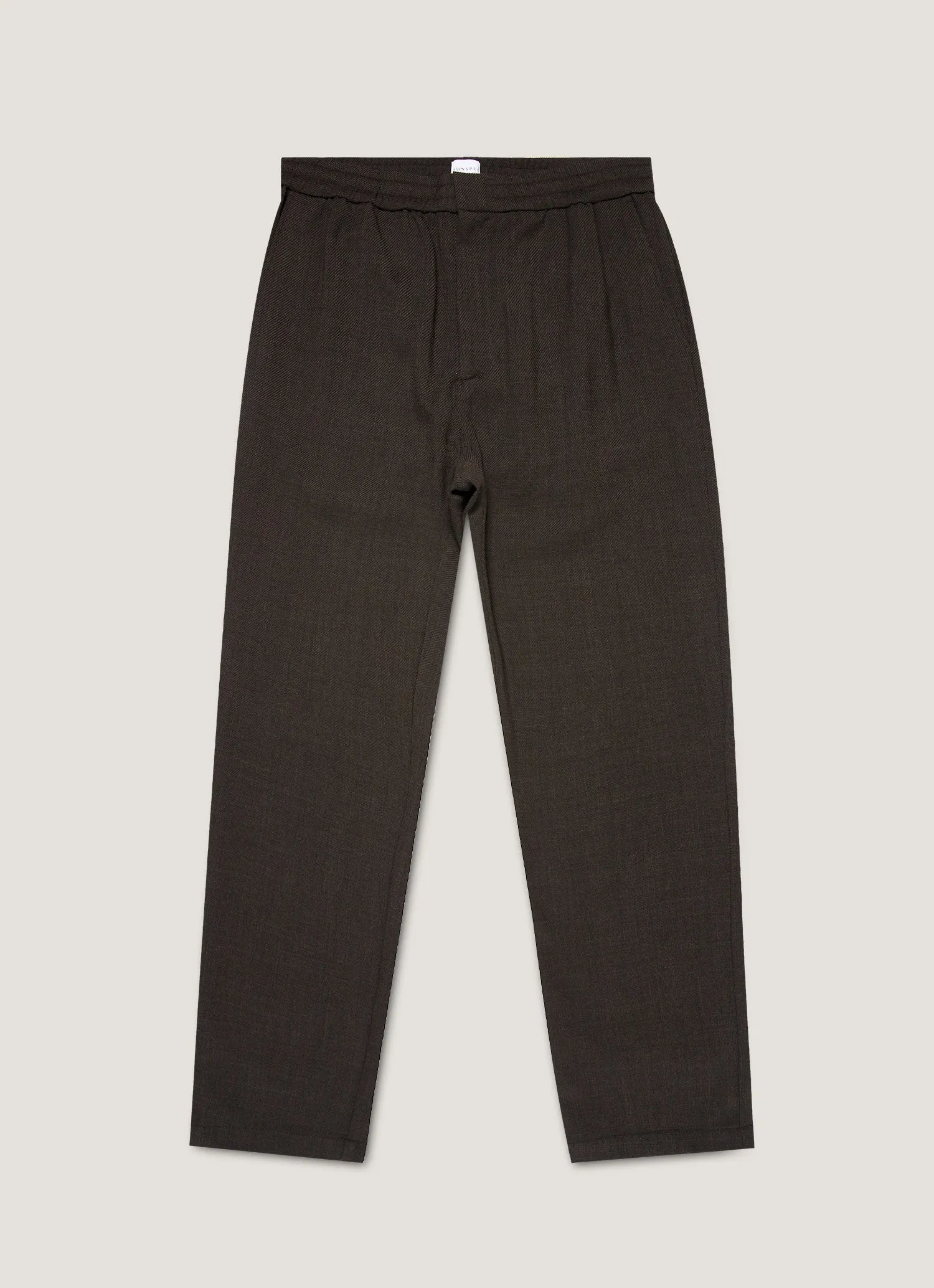 Men's Textured Wool Drawstring Trouser in Truffle sold by Sunspel