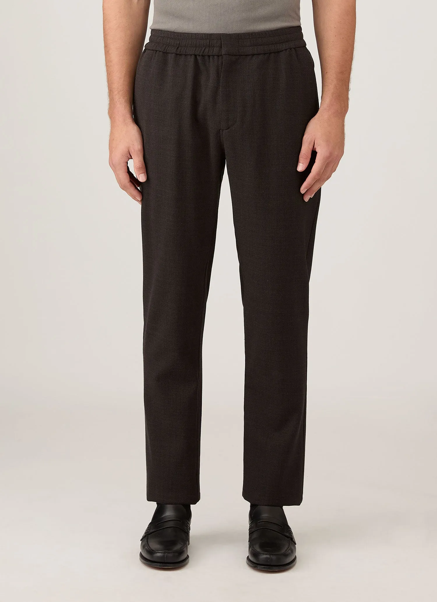 Men's Textured Wool Drawstring Trouser in Truffle sold by Sunspel product image thumbnail 2
