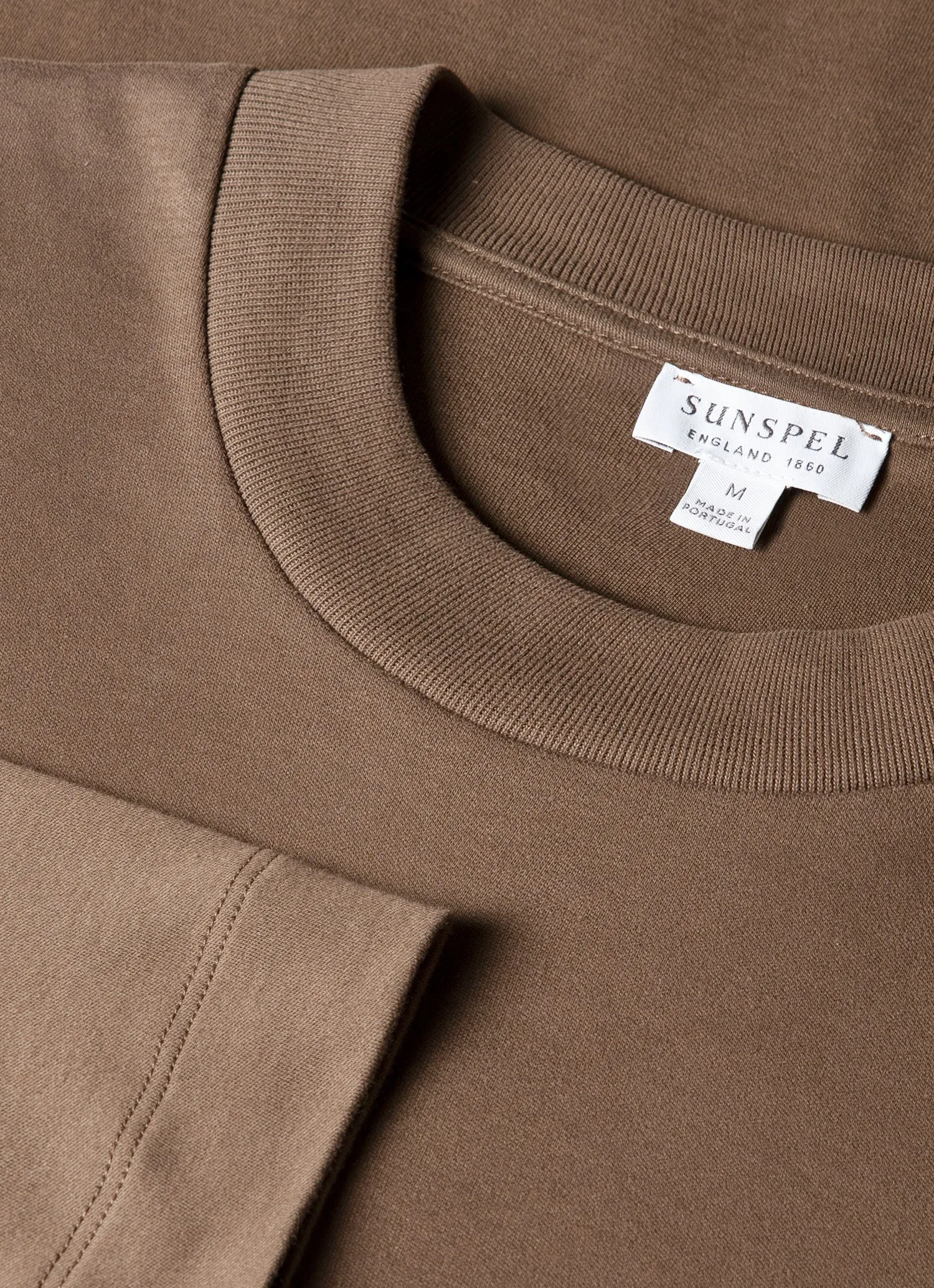 Men's Long Sleeve Heavyweight T-shirt in Bark sold by Sunspel product image thumbnail 4