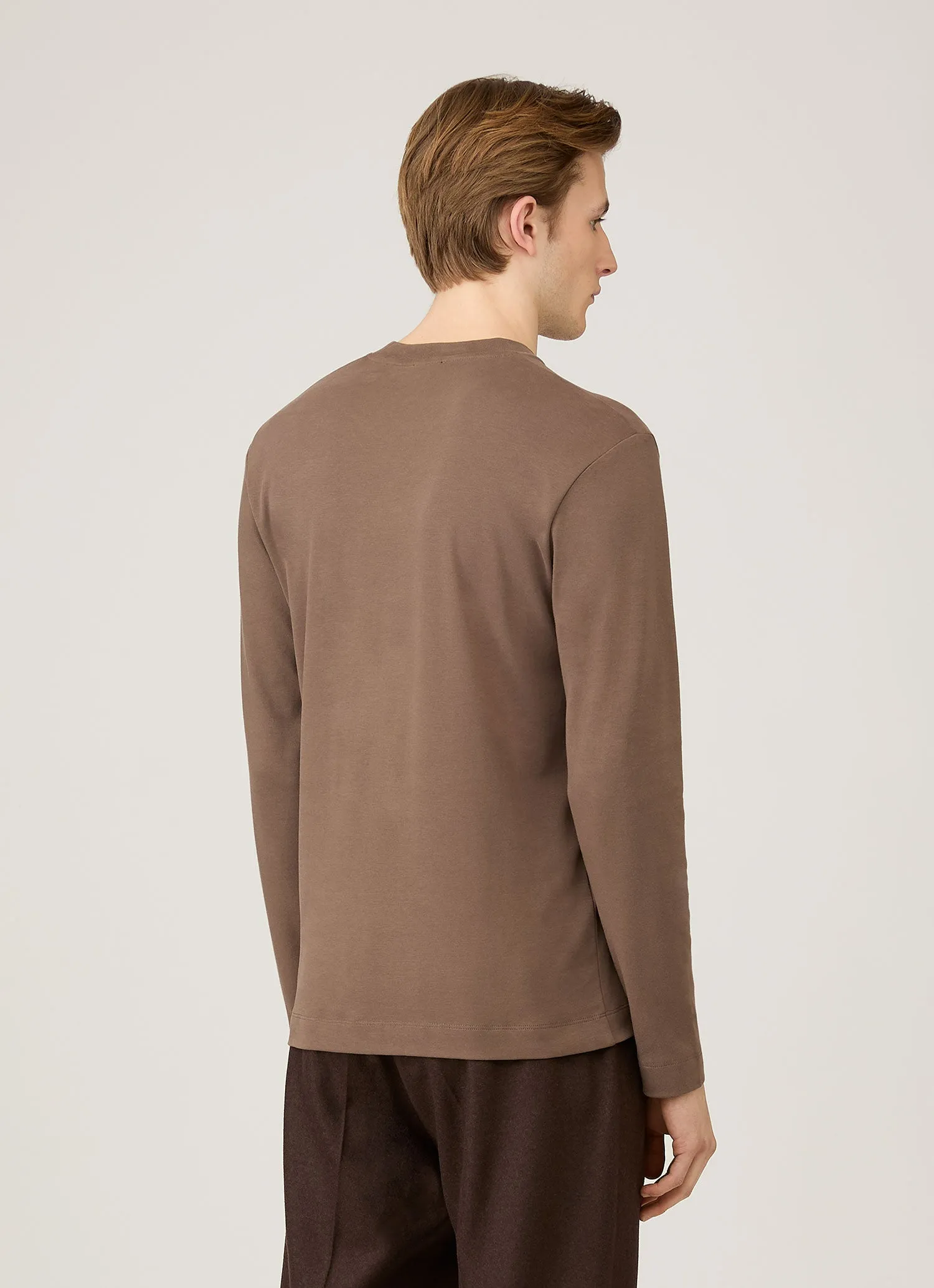 Men's Long Sleeve Heavyweight T-shirt in Bark sold by Sunspel product image thumbnail 5