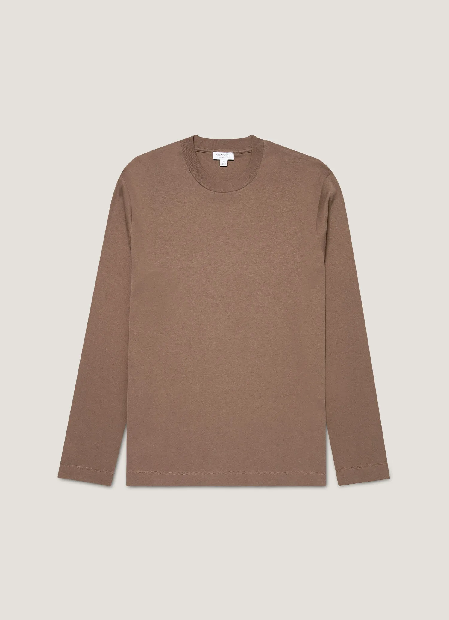 Men's Long Sleeve Heavyweight T-shirt in Bark sold by Sunspel