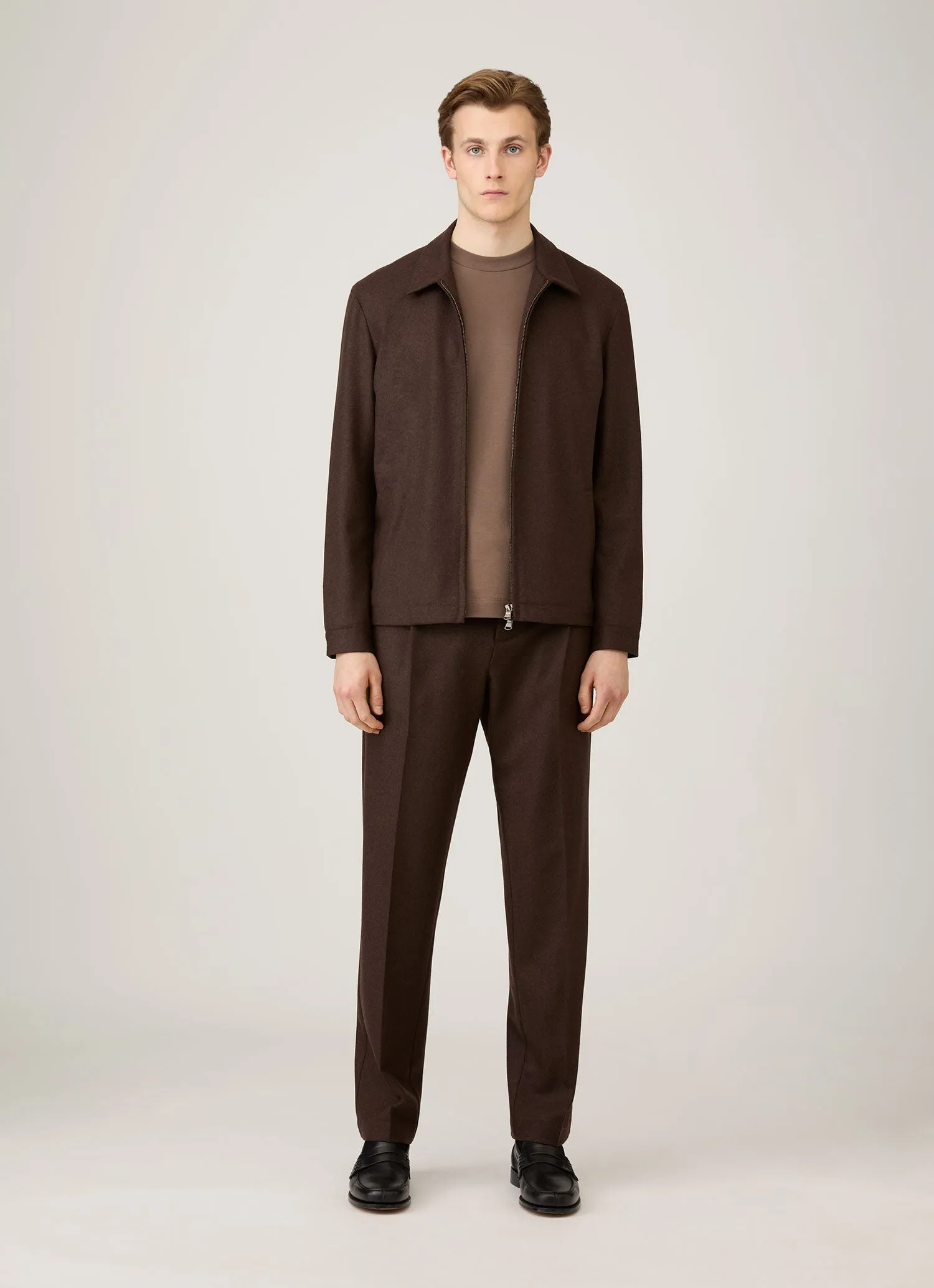 Men's Long Sleeve Heavyweight T-shirt in Bark sold by Sunspel product image thumbnail 3