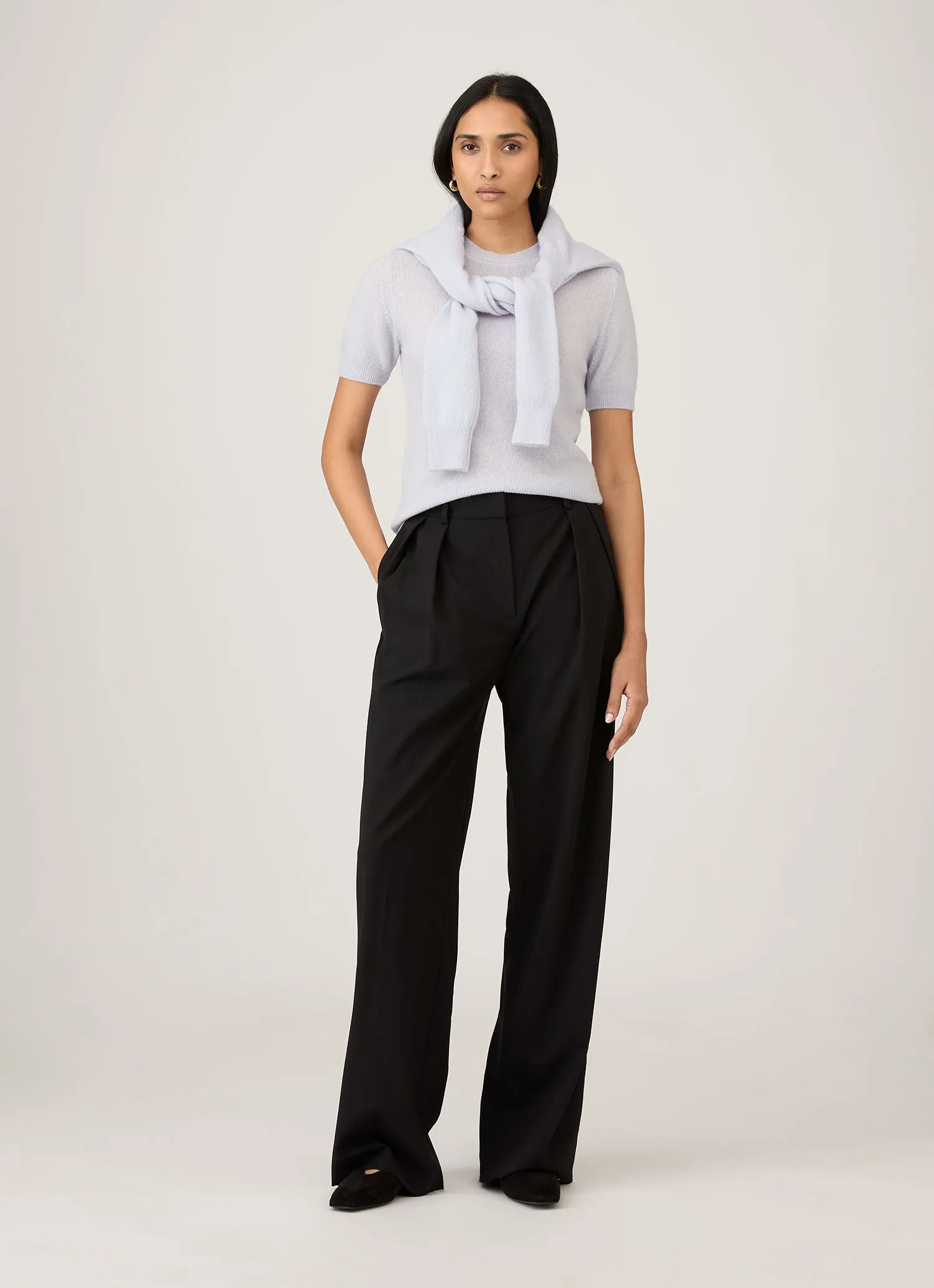 Women's Cashmere T-Shirt in Ice Blue sold by Sunspel product image thumbnail 2