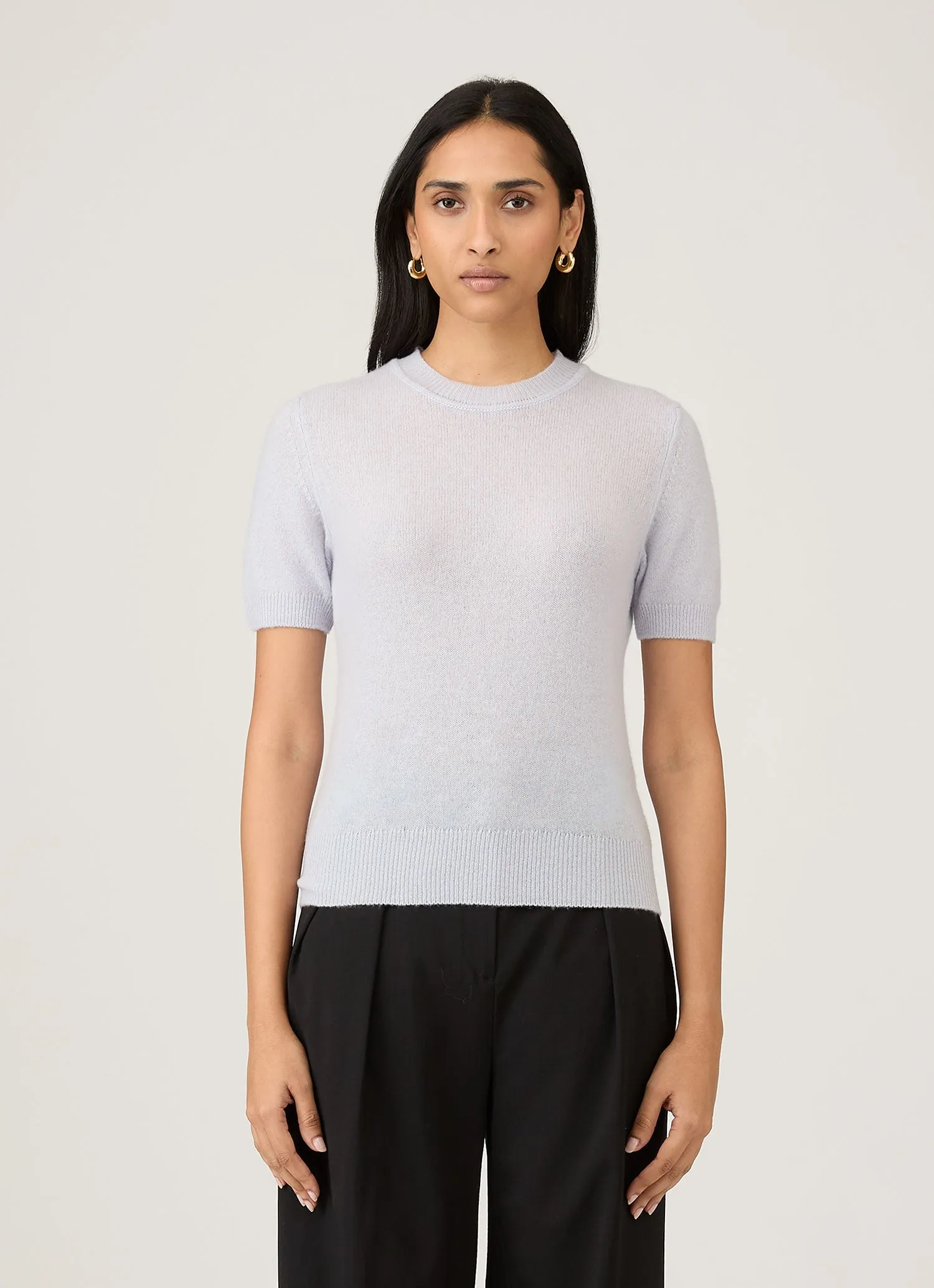 Women's Cashmere T-Shirt in Ice Blue sold by Sunspel