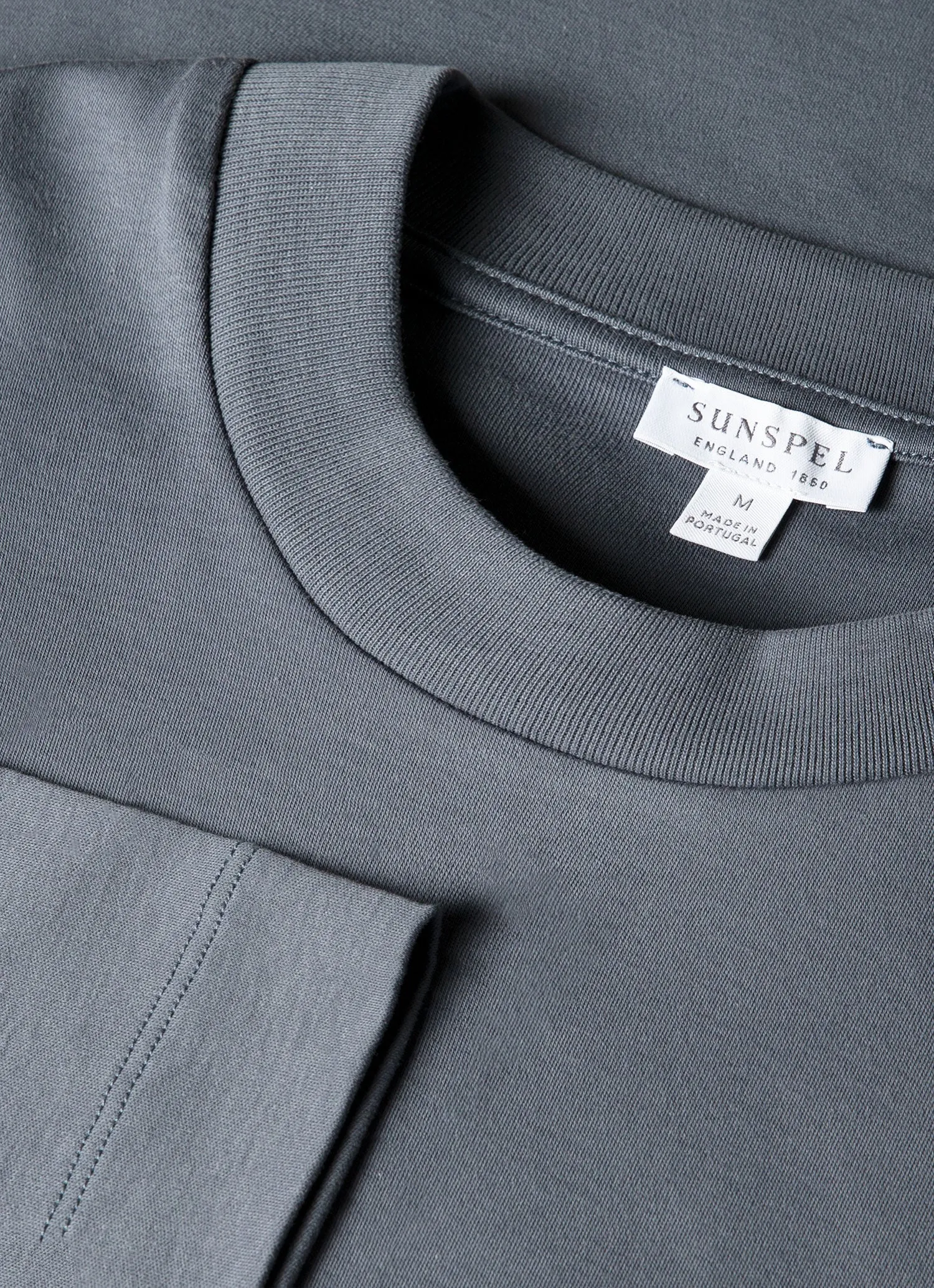 Men's Long Sleeve Heavyweight T-shirt in Slate Blue sold by Sunspel product image thumbnail 4