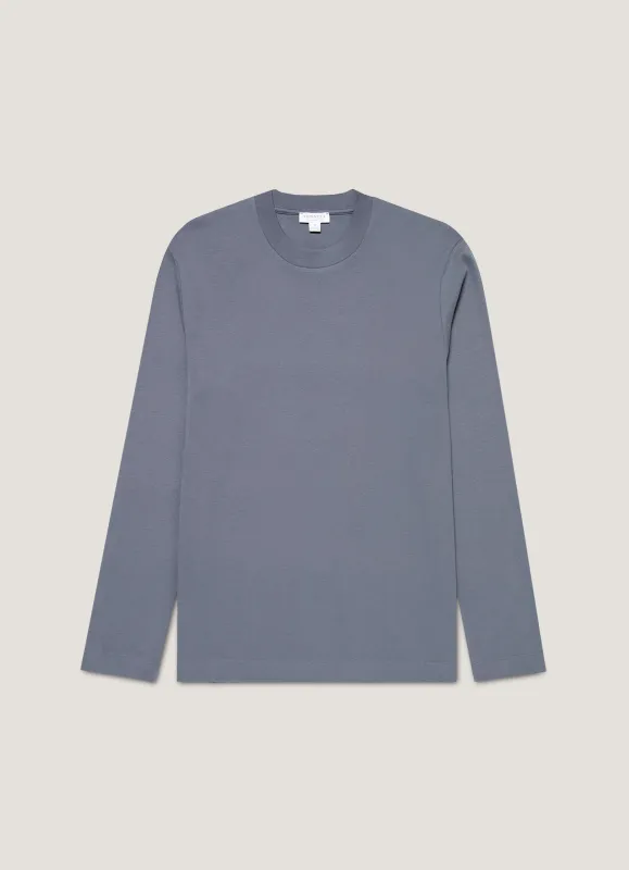 Men's Long Sleeve Heavyweight T-shirt in Slate Blue sold by Sunspel