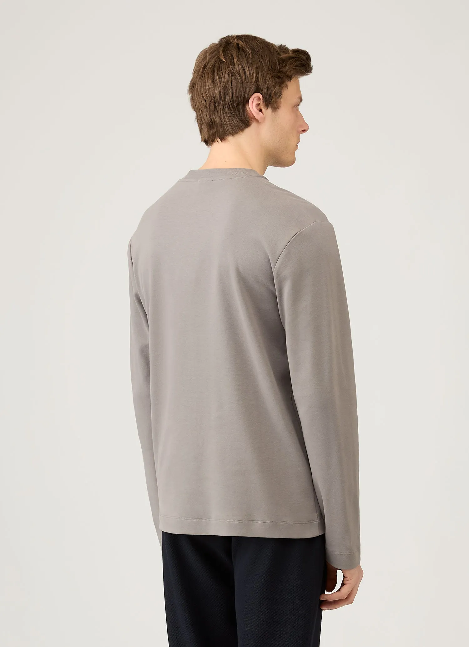 Men's Long Sleeve Heavyweight T-shirt in Iron Grey sold by Sunspel product image thumbnail 5