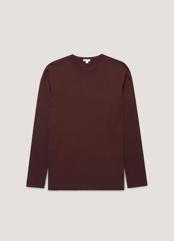 Men's Long Sleeve Riviera Midweight T-shirt in Bakelite sold by Sunspel