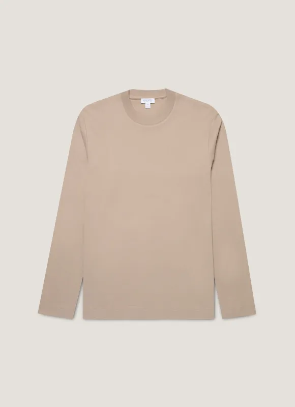 Men's Long Sleeve Heavyweight T-shirt in Mink sold by Sunspel