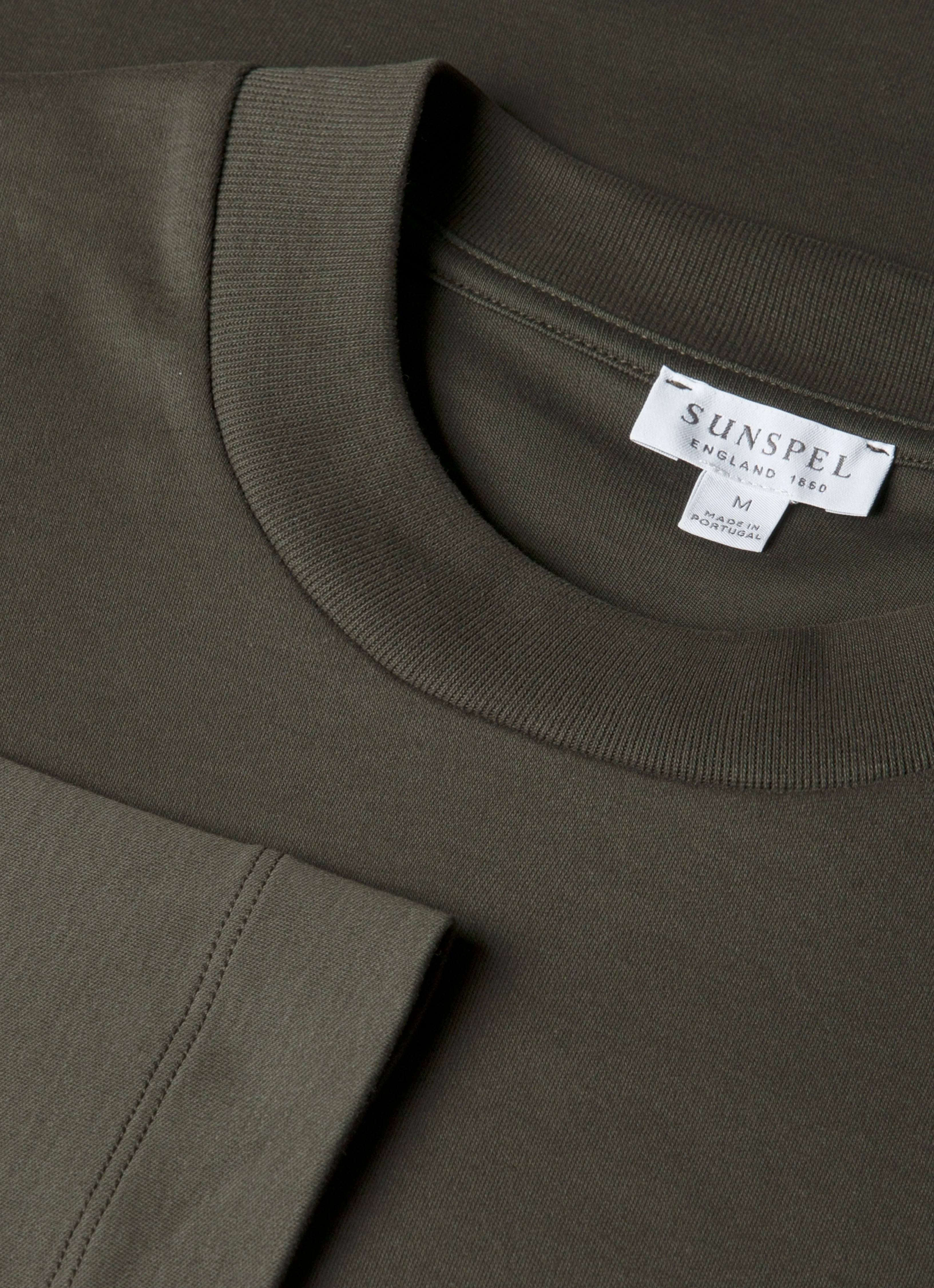 Men's Long Sleeve Heavyweight T-shirt in Dark Green sold by Sunspel product image thumbnail 4