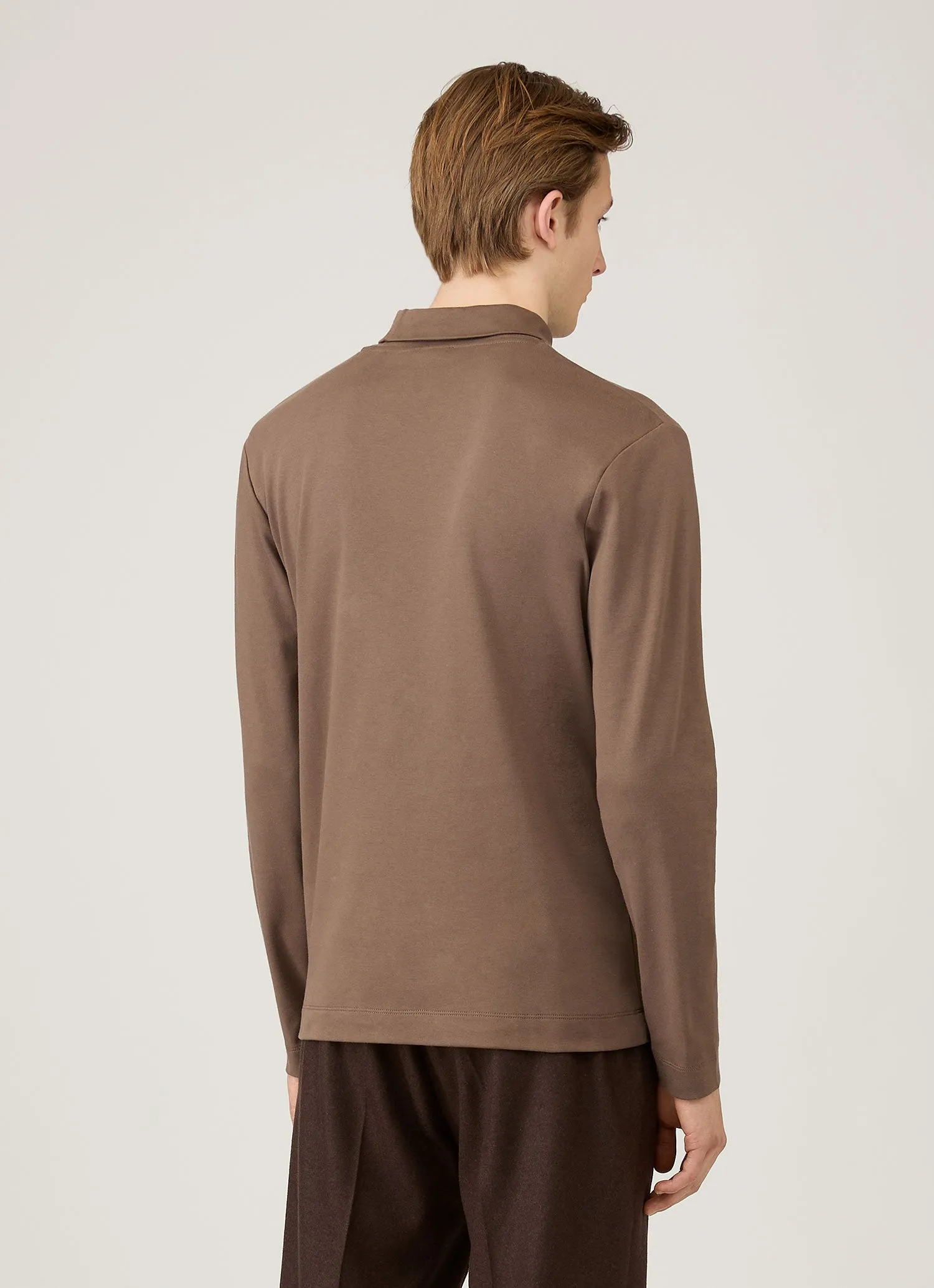Men's Roll Neck Heavyweight T-shirt in Bark sold by Sunspel product image thumbnail 5