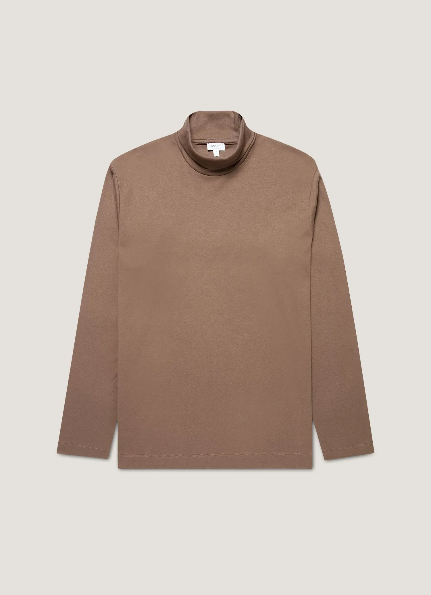 Men's Roll Neck Heavyweight T-shirt in Bark sold by Sunspel