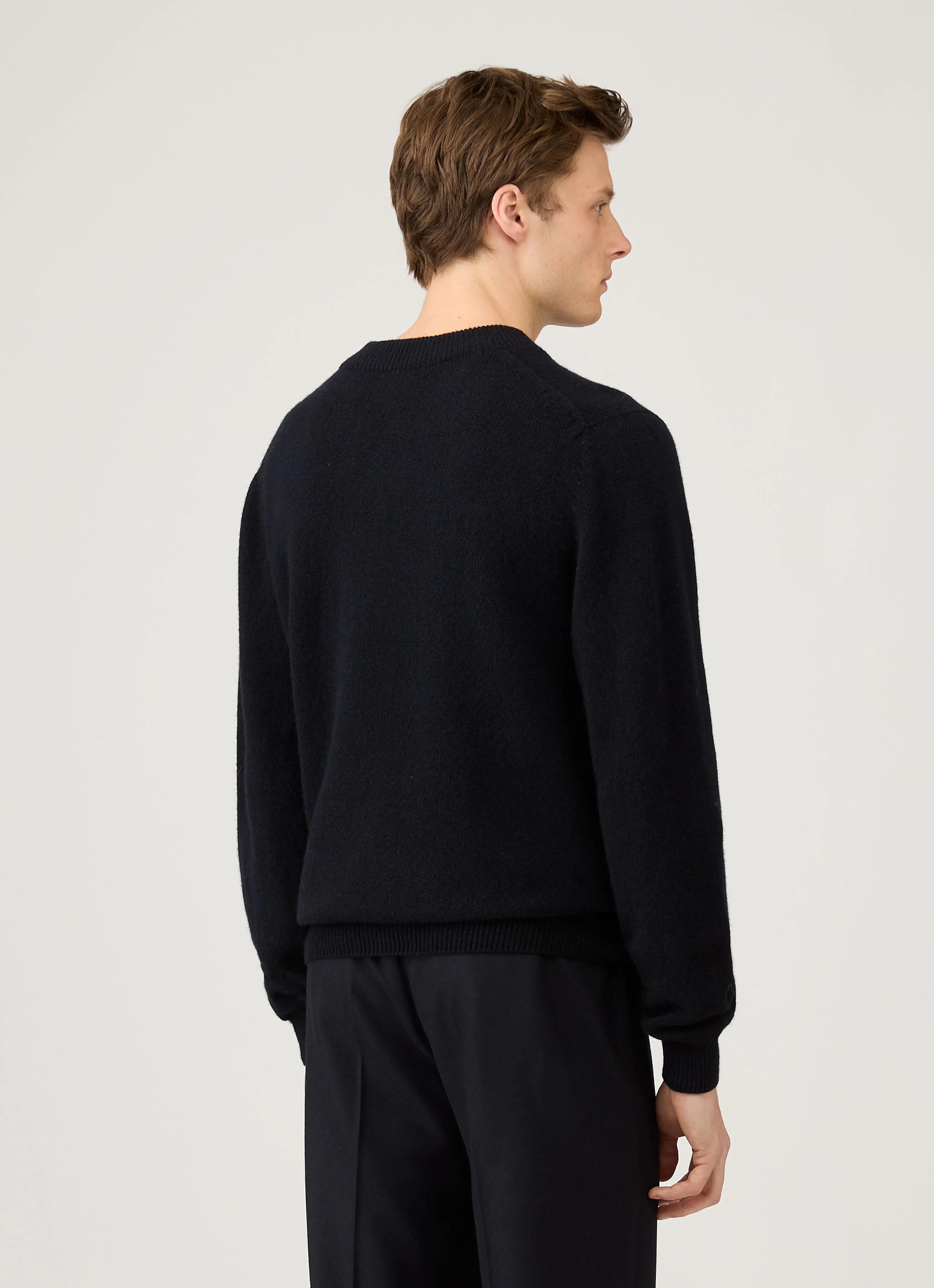 Men's Lambswool V-neck Jumper in Dark Navy Mouline sold by Sunspel product image thumbnail 5