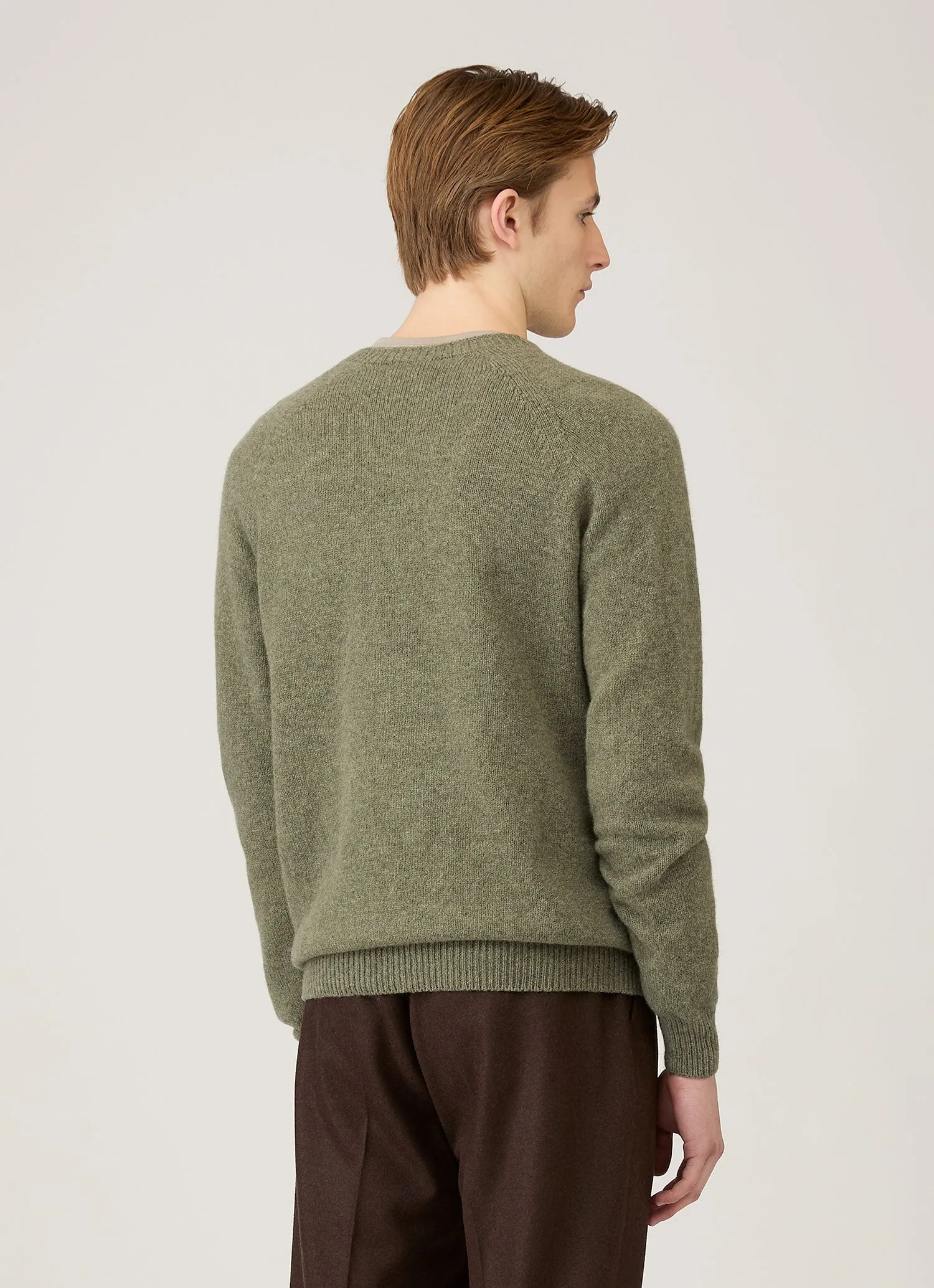 Men's Lambswool Crew Neck Jumper in Sea Moss sold by Sunspel product image thumbnail 5