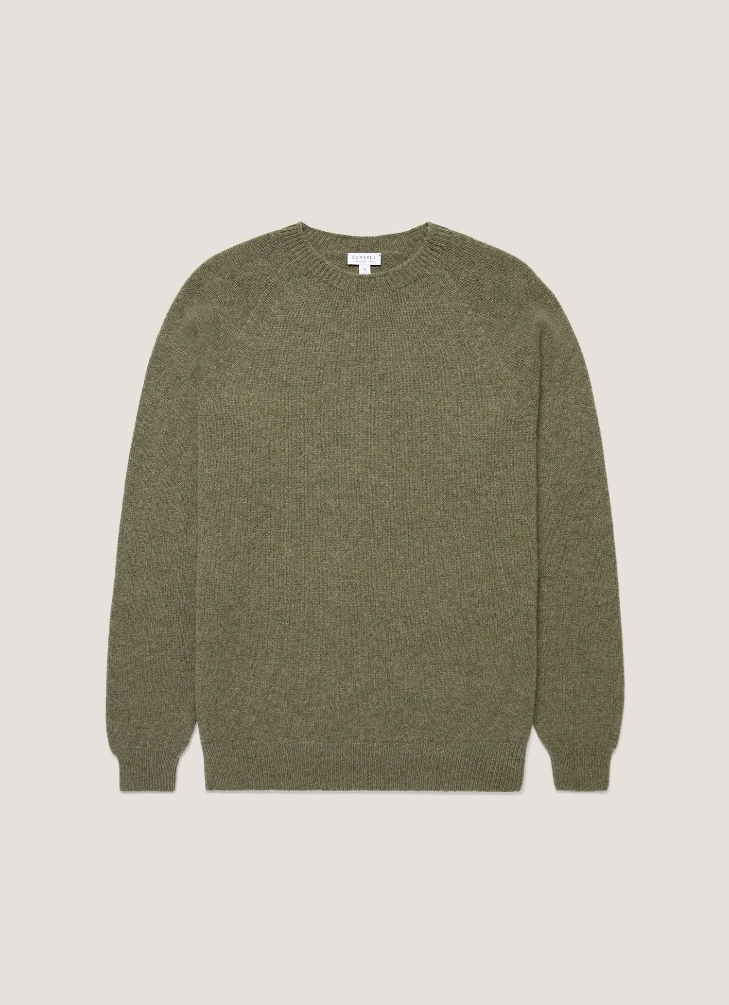 Men's Lambswool Crew Neck Jumper in Sea Moss sold by Sunspel