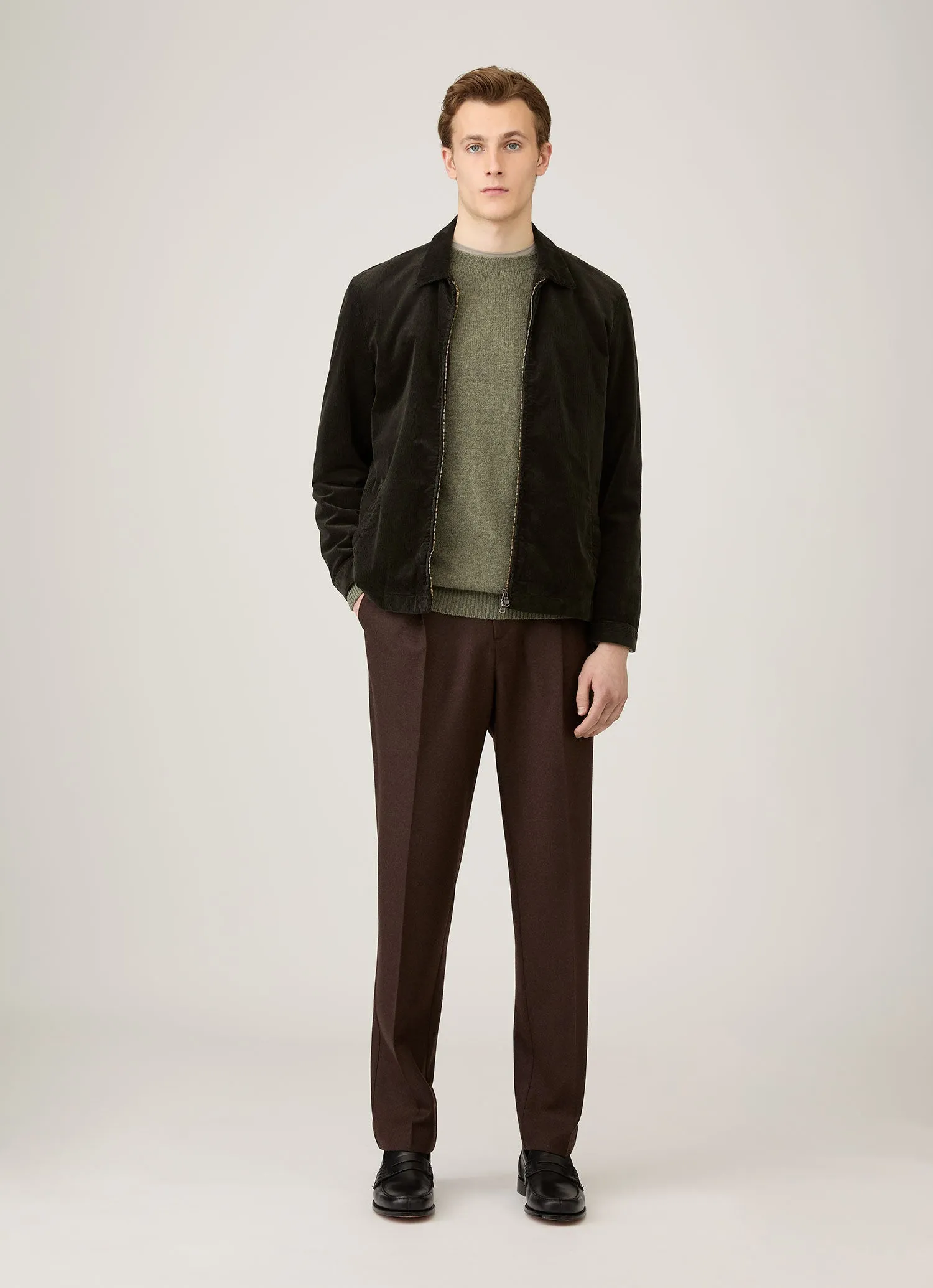 Men's Lambswool Crew Neck Jumper in Sea Moss sold by Sunspel product image thumbnail 3