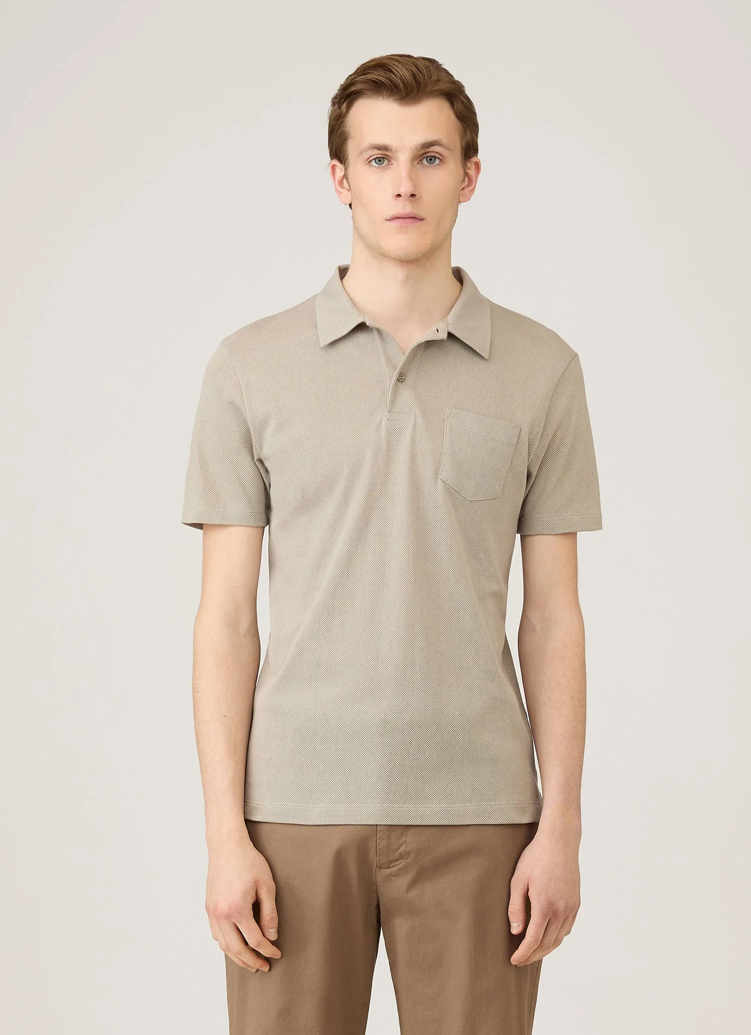 Men's Riviera Polo Shirt in Fog sold by Sunspel product image thumbnail 2