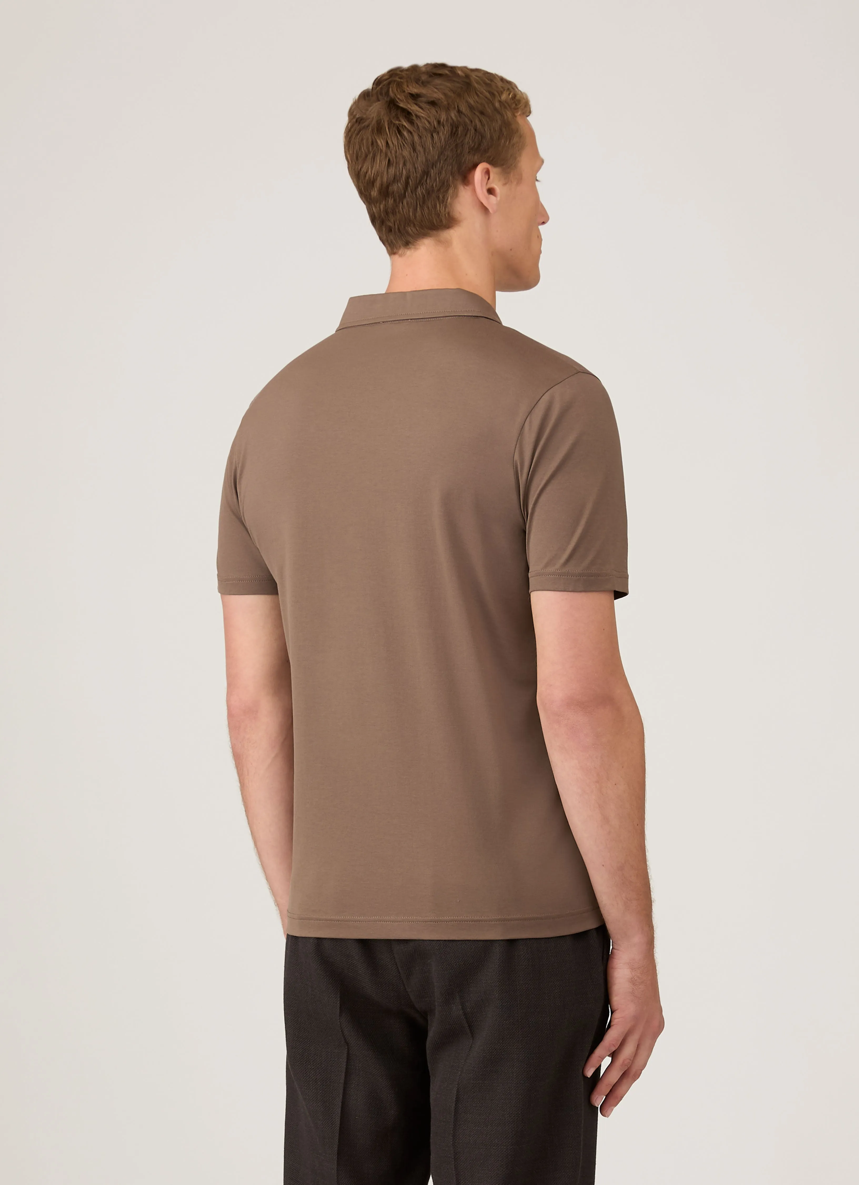 Men's Classic Jersey Polo Shirt in Bark sold by Sunspel product image thumbnail 5
