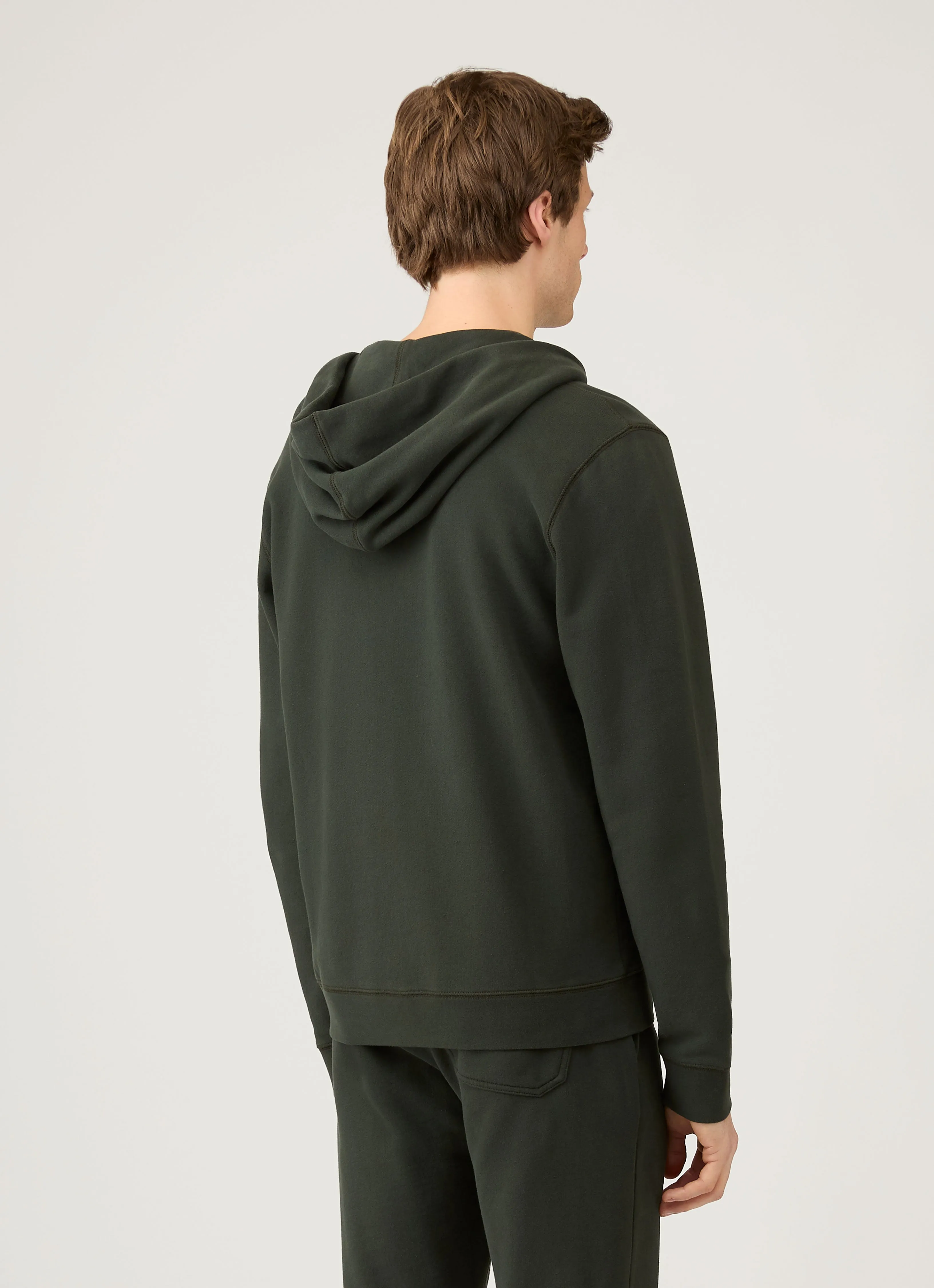Men's Loopback Zip Hoodie in Dark Green sold by Sunspel product image thumbnail 5