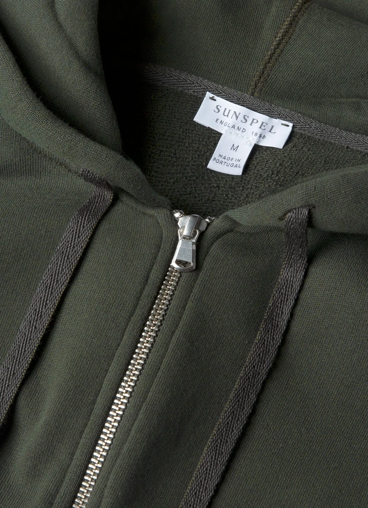 Men's Loopback Zip Hoodie in Dark Green sold by Sunspel product image thumbnail 4