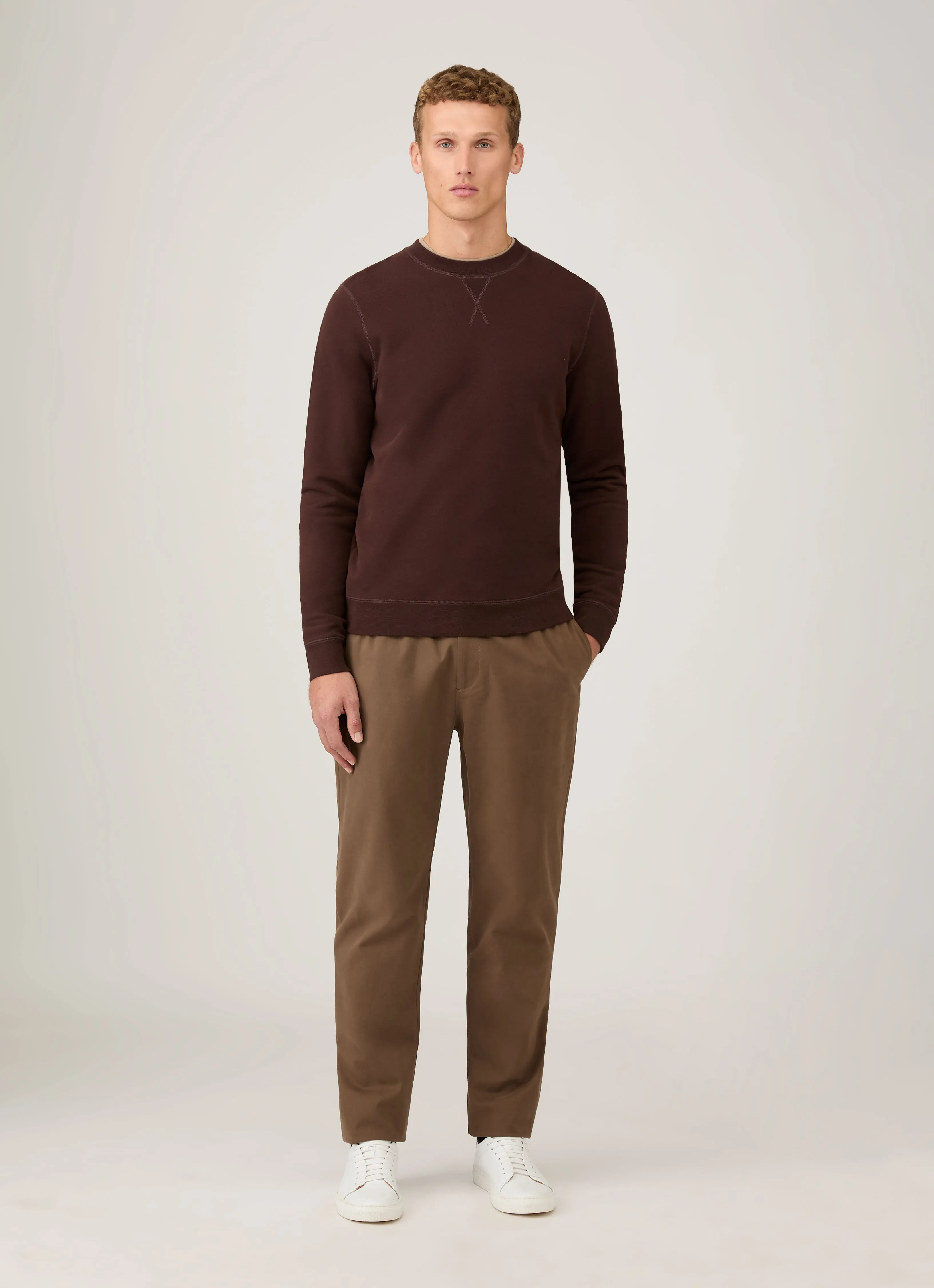 Men's Loopback Sweatshirt in Truffle sold by Sunspel product image thumbnail 3