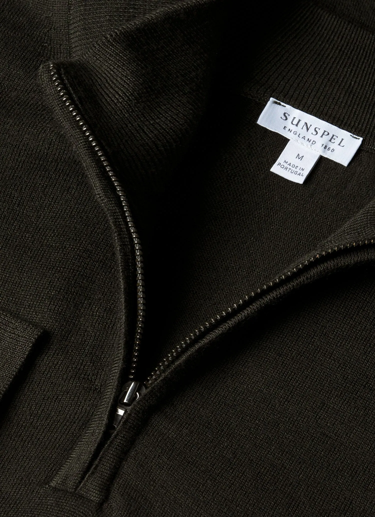 Men's Extra-Fine Merino Zip Neck in Dark Green sold by Sunspel product image thumbnail 4