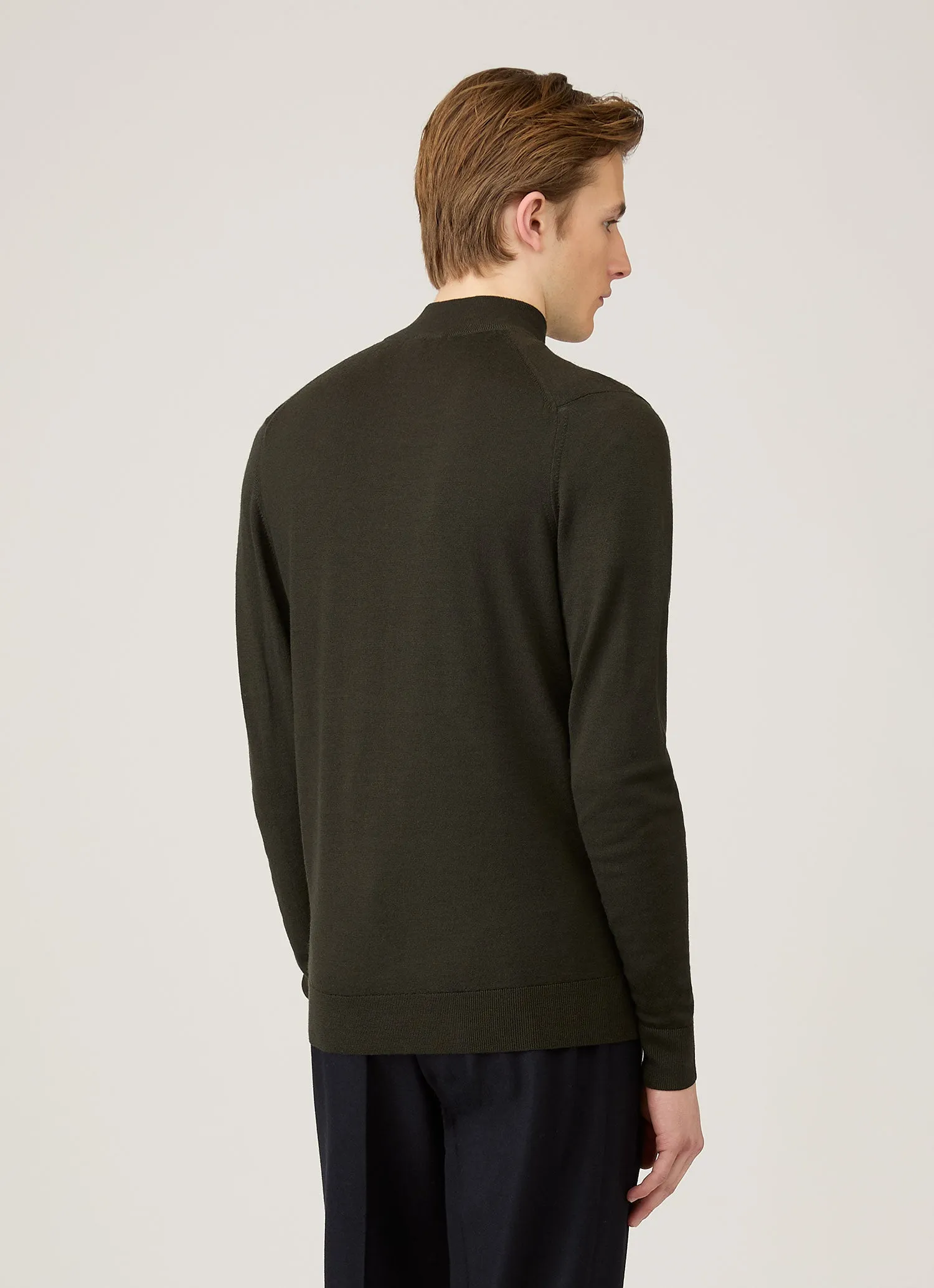 Men's Extra-Fine Merino Zip Neck in Dark Green sold by Sunspel product image thumbnail 5