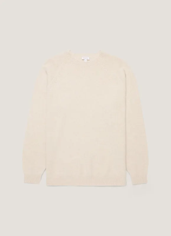 Men's Lambswool Crew Neck Jumper in Oatmeal Melange sold by Sunspel