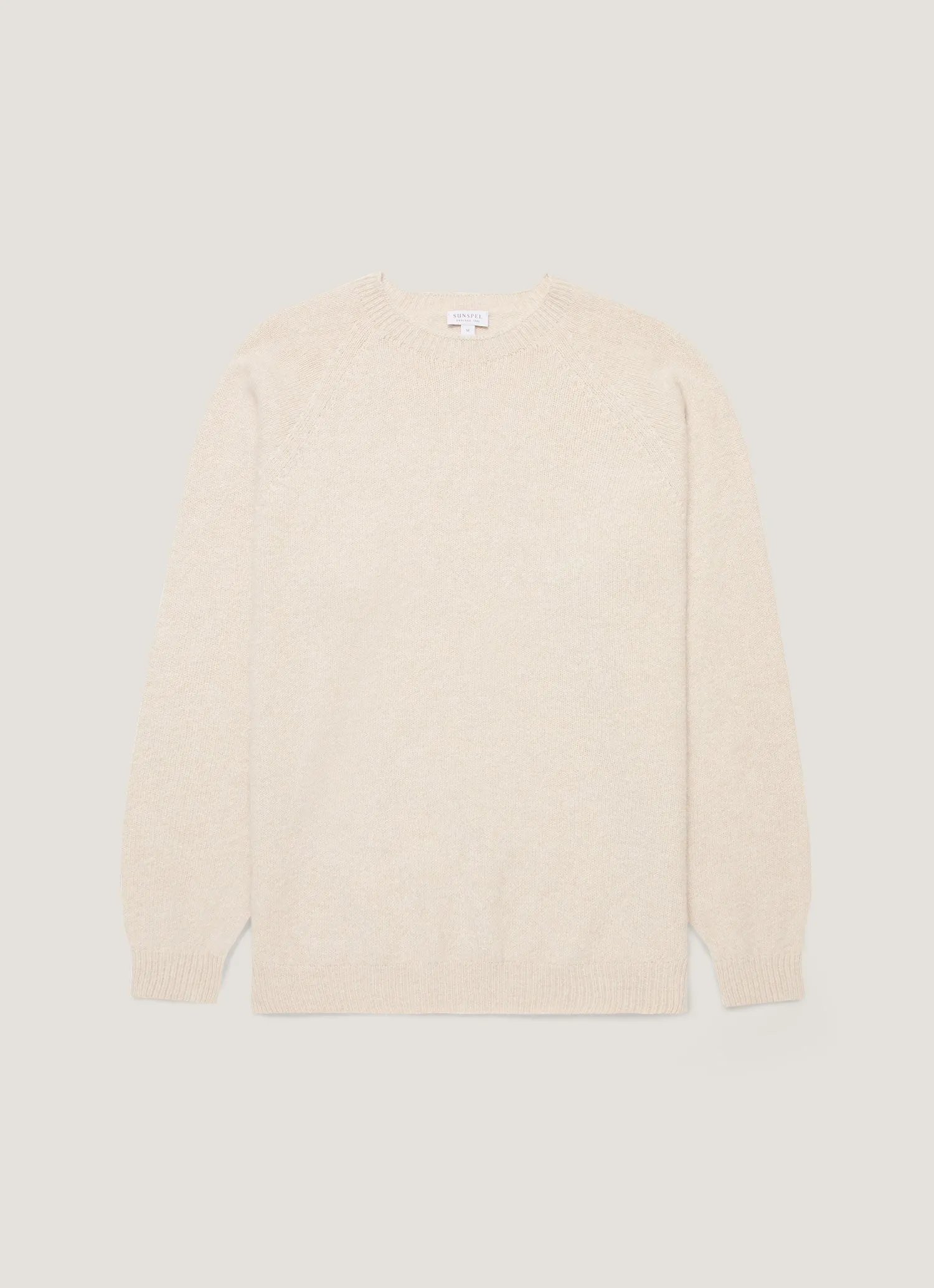 Men's Lambswool Crew Neck Jumper in Oatmeal Melange sold by Sunspel