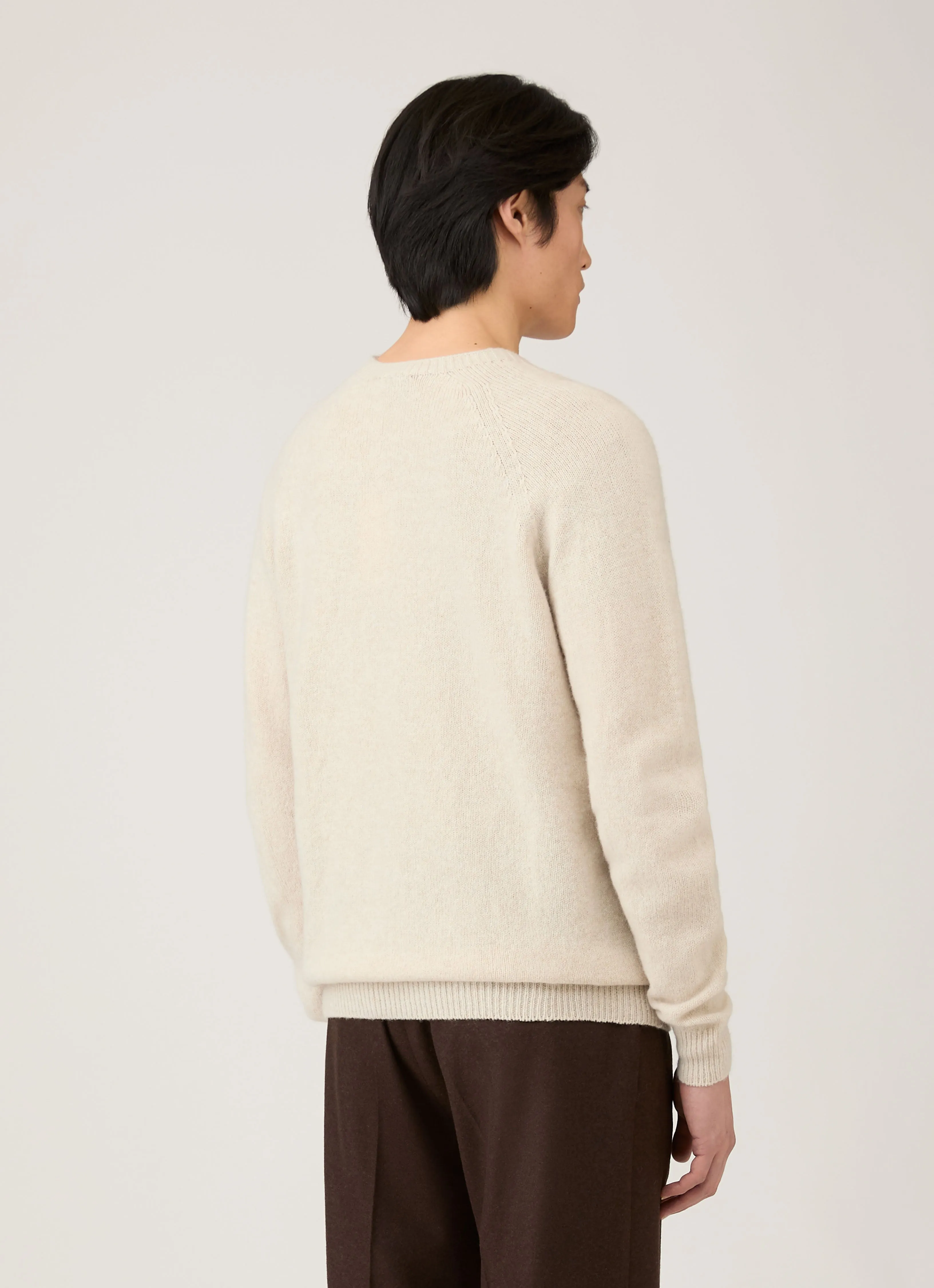 Men's Lambswool Crew Neck Jumper in Oatmeal Melange sold by Sunspel product image thumbnail 5