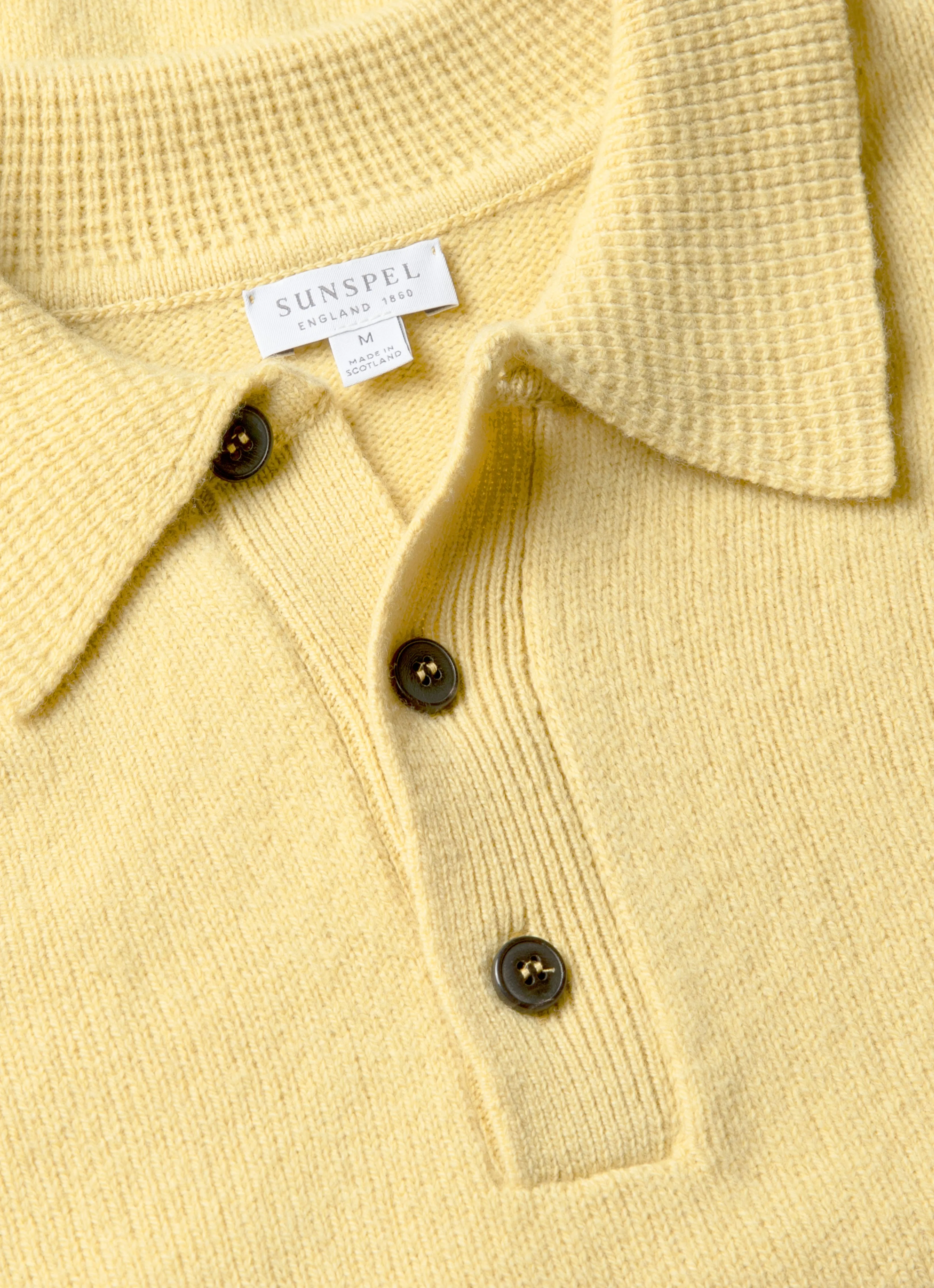 Men's Lambswool Polo Shirt in Dusty Yellow sold by Sunspel product image thumbnail 4