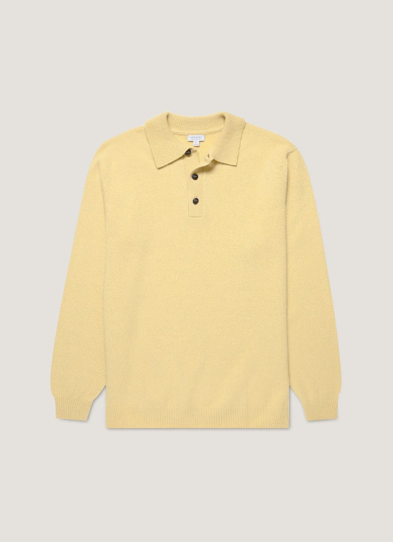 Men's Lambswool Polo Shirt in Dusty Yellow sold by Sunspel
