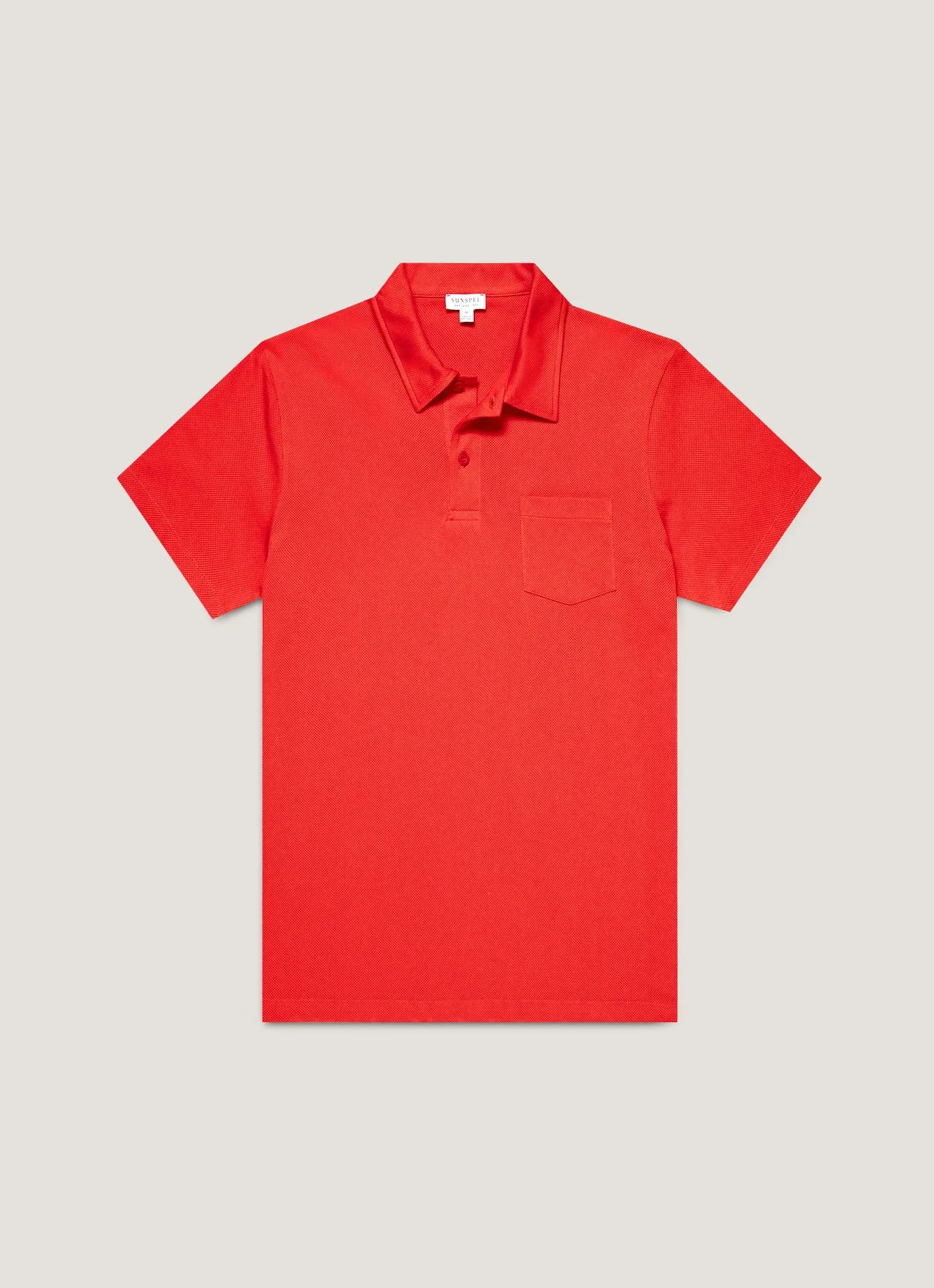 Men's Riviera Polo Shirt in Bright Red sold by Sunspel